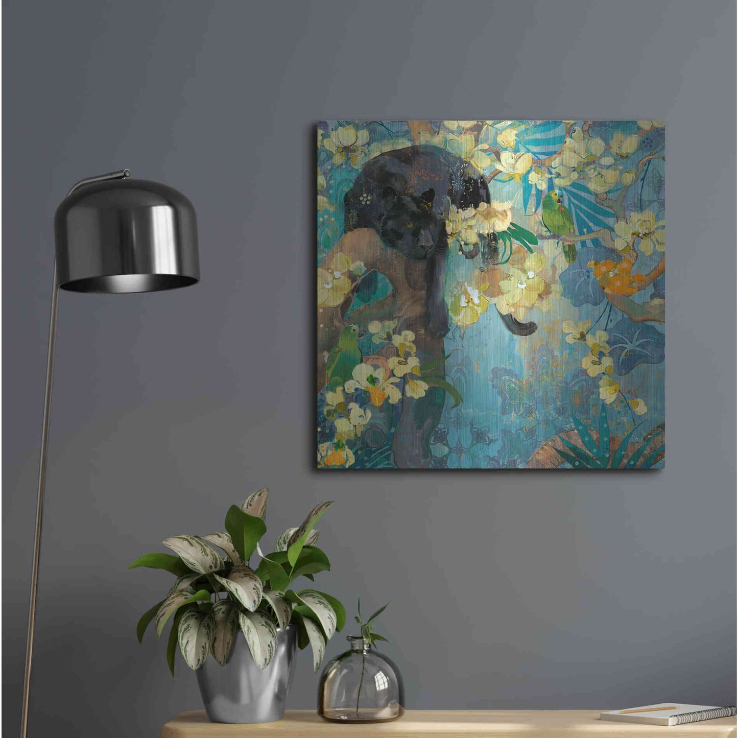 Luxe Metal Art 'Black Jaguar' by Evelia Designs Metal Wall Art,24x24