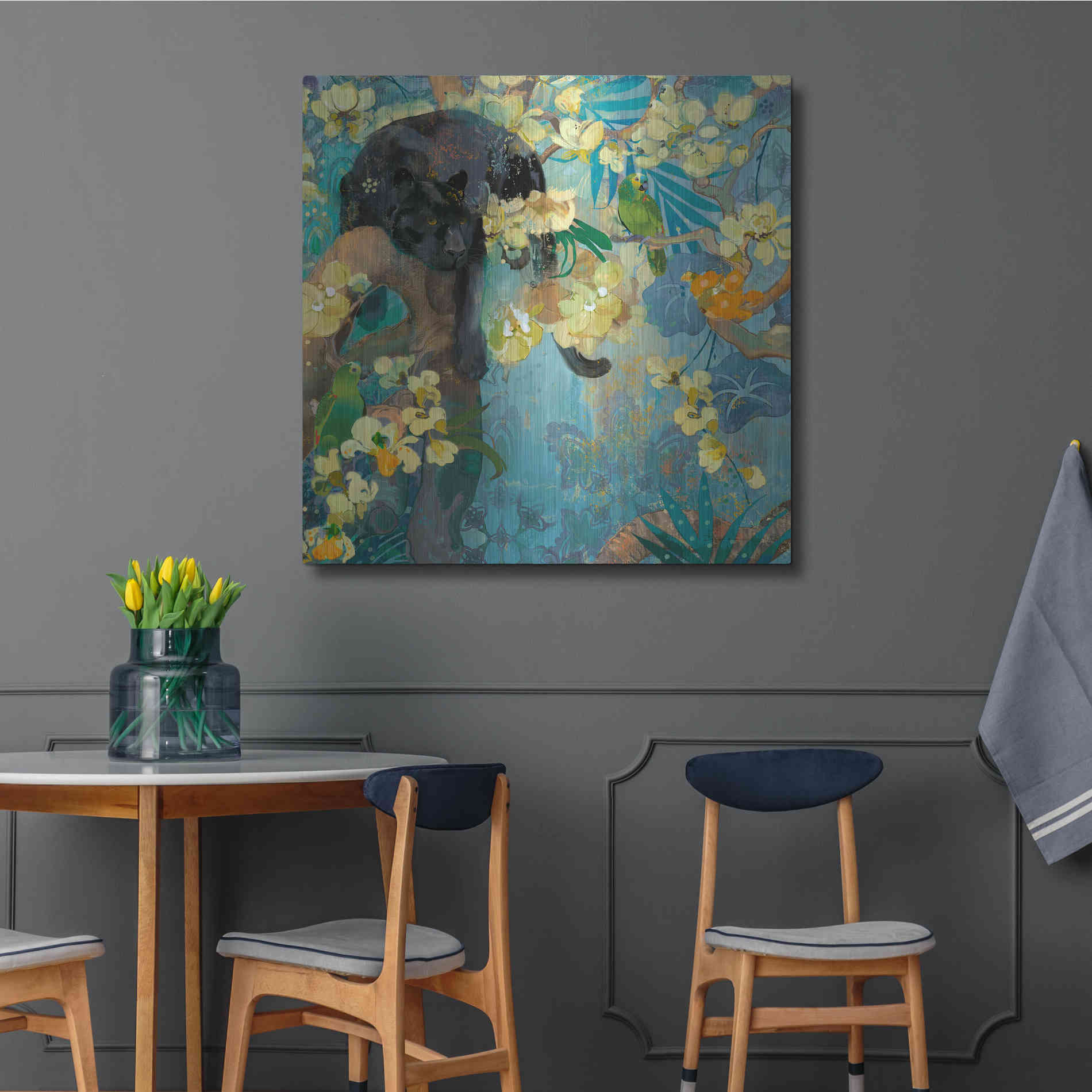 Luxe Metal Art 'Black Jaguar' by Evelia Designs Metal Wall Art,36x36