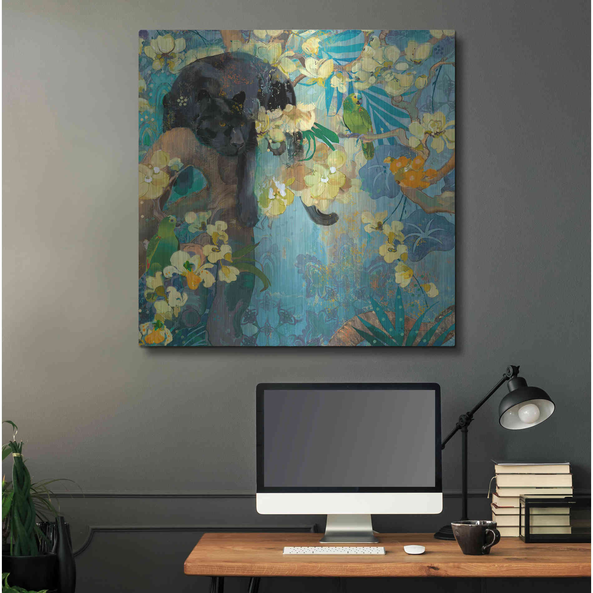 Luxe Metal Art 'Black Jaguar' by Evelia Designs Metal Wall Art,36x36