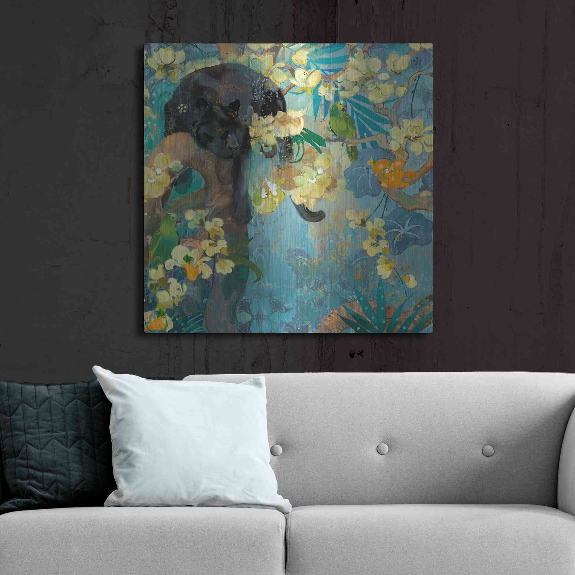 Luxe Metal Art 'Black Jaguar' by Evelia Designs Metal Wall Art,36x36