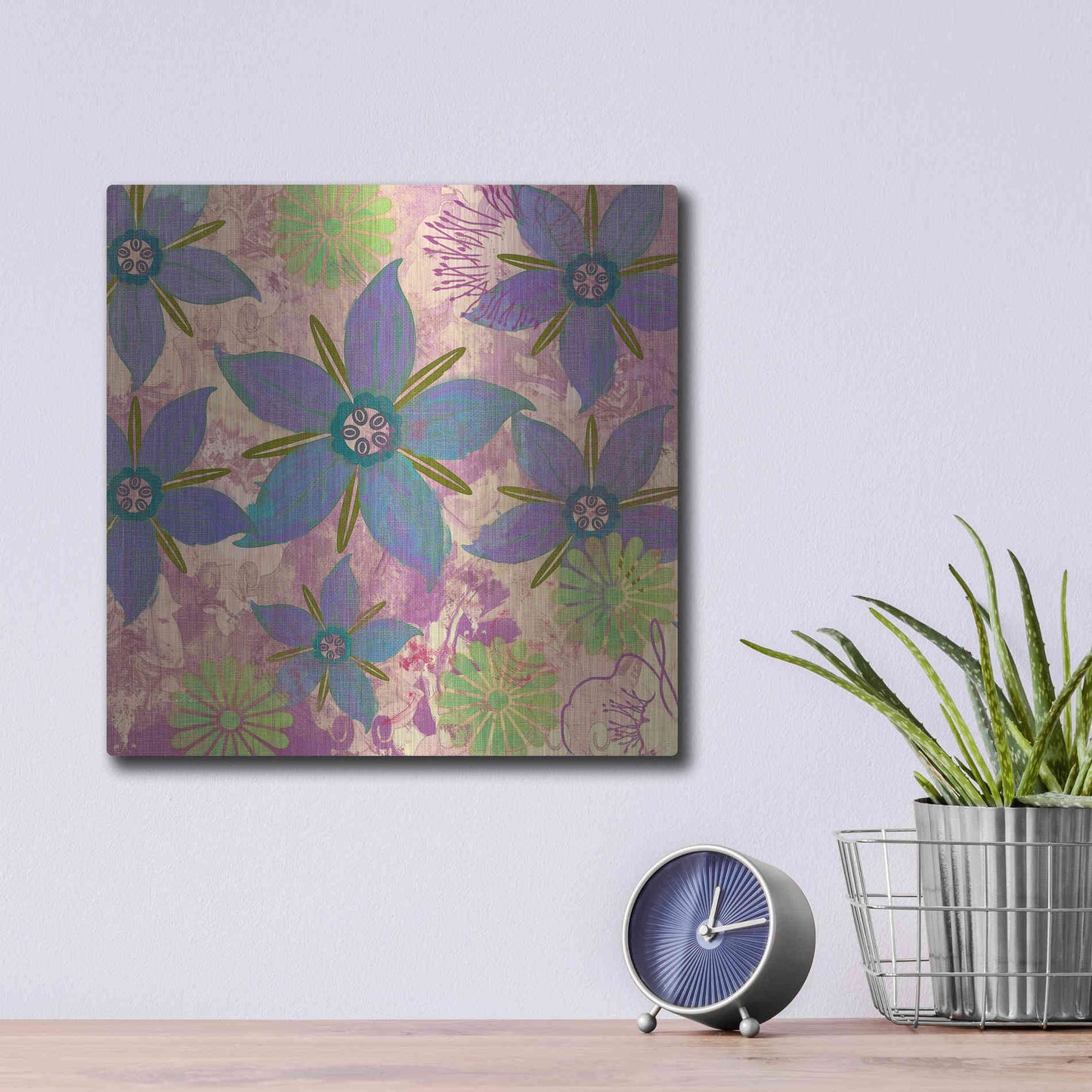 Luxe Metal Art 'Borage Sprites Of Sagrada' by Evelia Designs Metal Wall Art,12x12