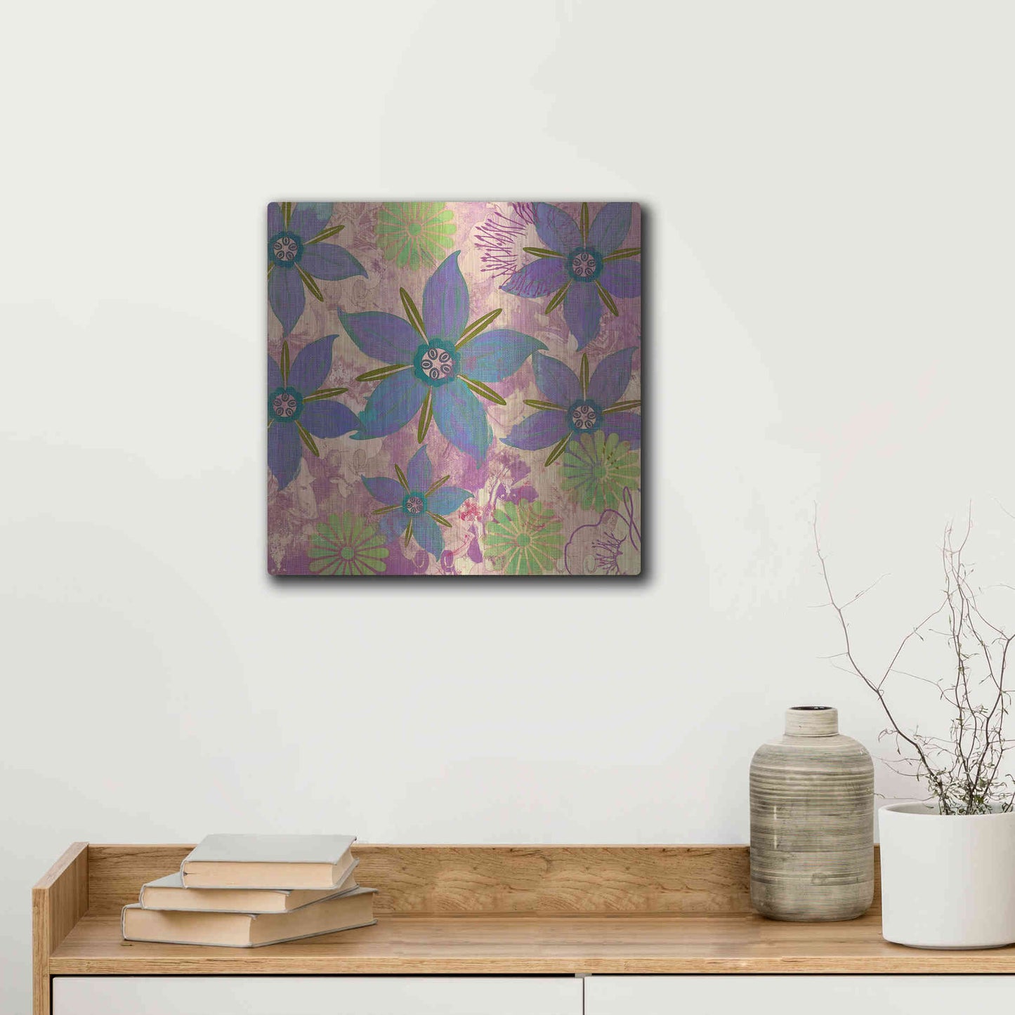 Luxe Metal Art 'Borage Sprites Of Sagrada' by Evelia Designs Metal Wall Art,12x12