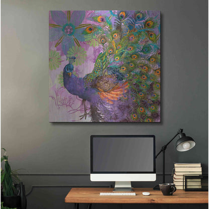 Luxe Metal Art 'Peacock Prance' by Evelia Designs Metal Wall Art,36x36