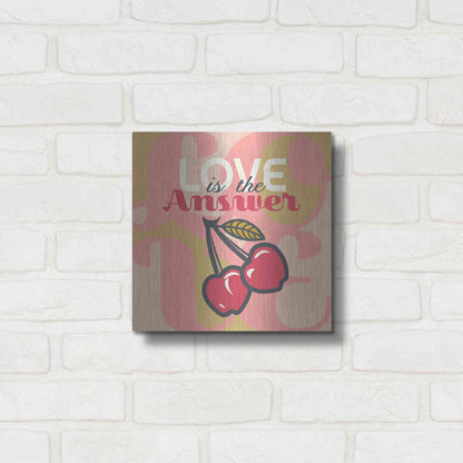 Luxe Metal Art 'Love Is The Answer Cherries' by Evelia Designs Metal Wall Art,12x12