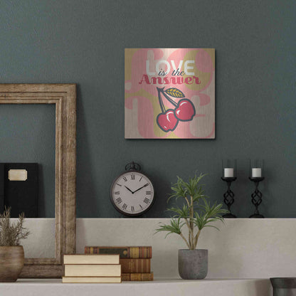 Luxe Metal Art 'Love Is The Answer Cherries' by Evelia Designs Metal Wall Art,12x12