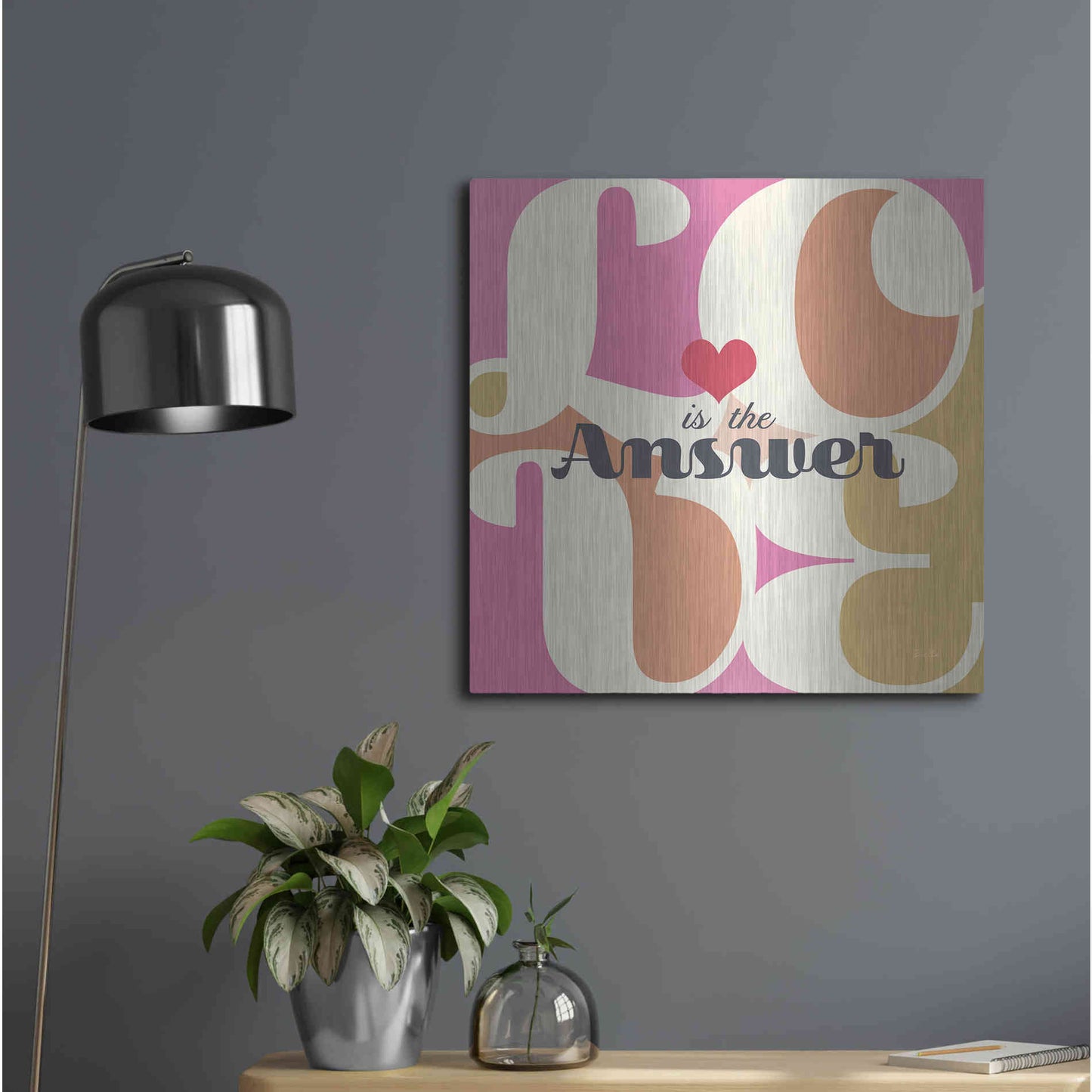 Luxe Metal Art 'Love Is The Answer' by Evelia Designs Metal Wall Art,24x24