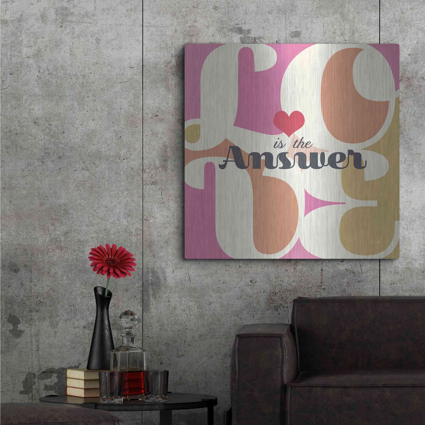 Luxe Metal Art 'Love Is The Answer' by Evelia Designs Metal Wall Art,36x36