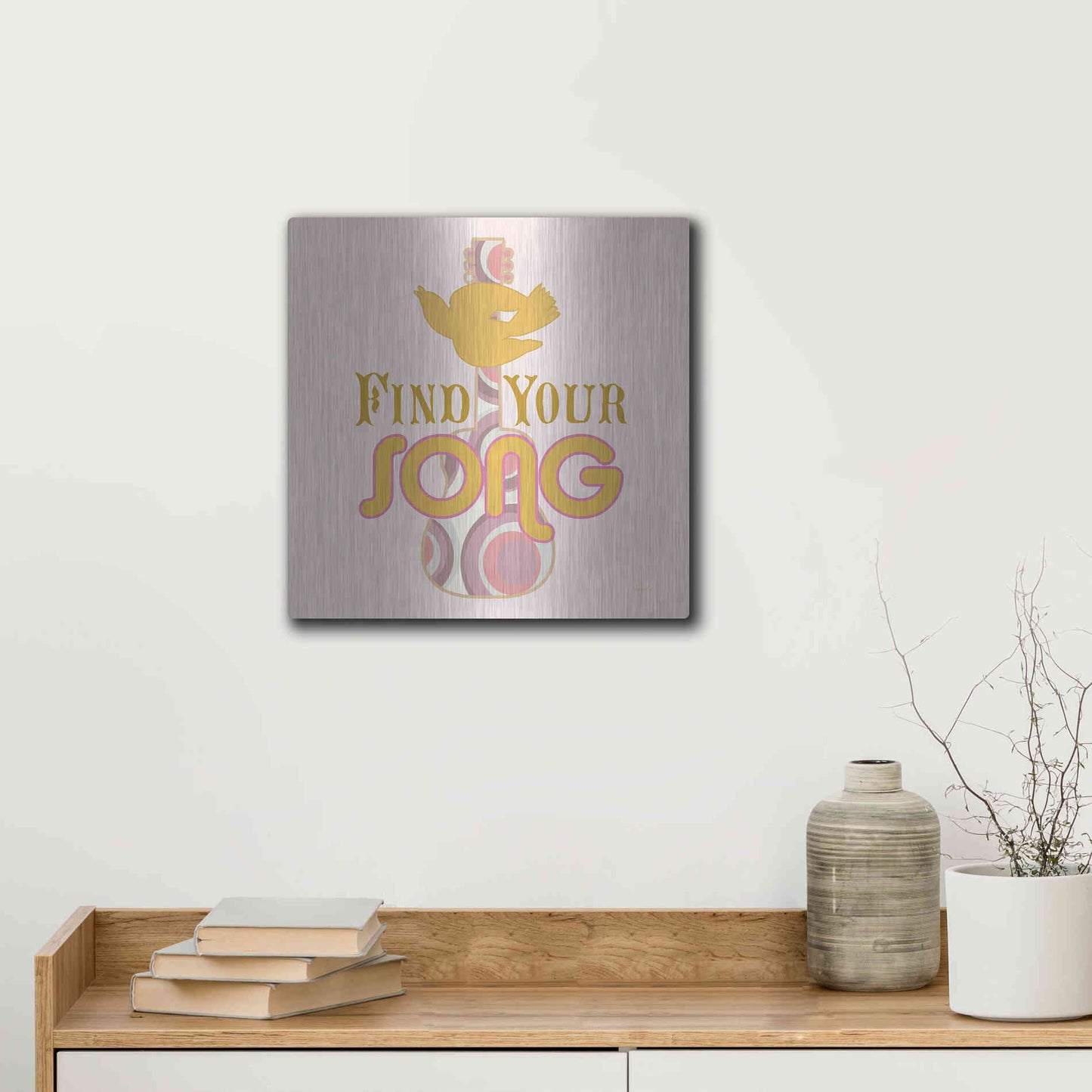 Luxe Metal Art 'Find Your Song' by Evelia Designs Metal Wall Art,12x12
