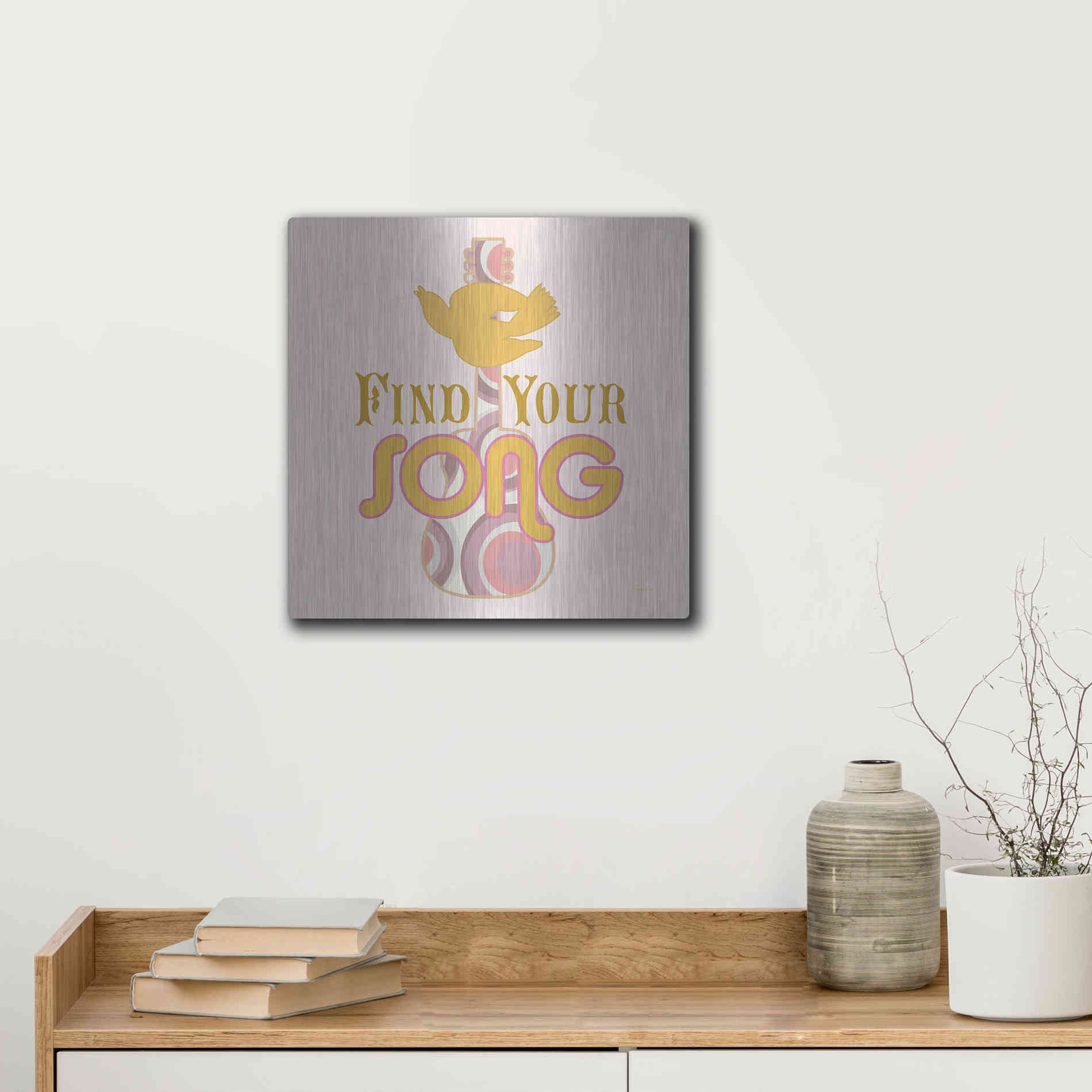 Luxe Metal Art 'Find Your Song' by Evelia Designs Metal Wall Art,12x12
