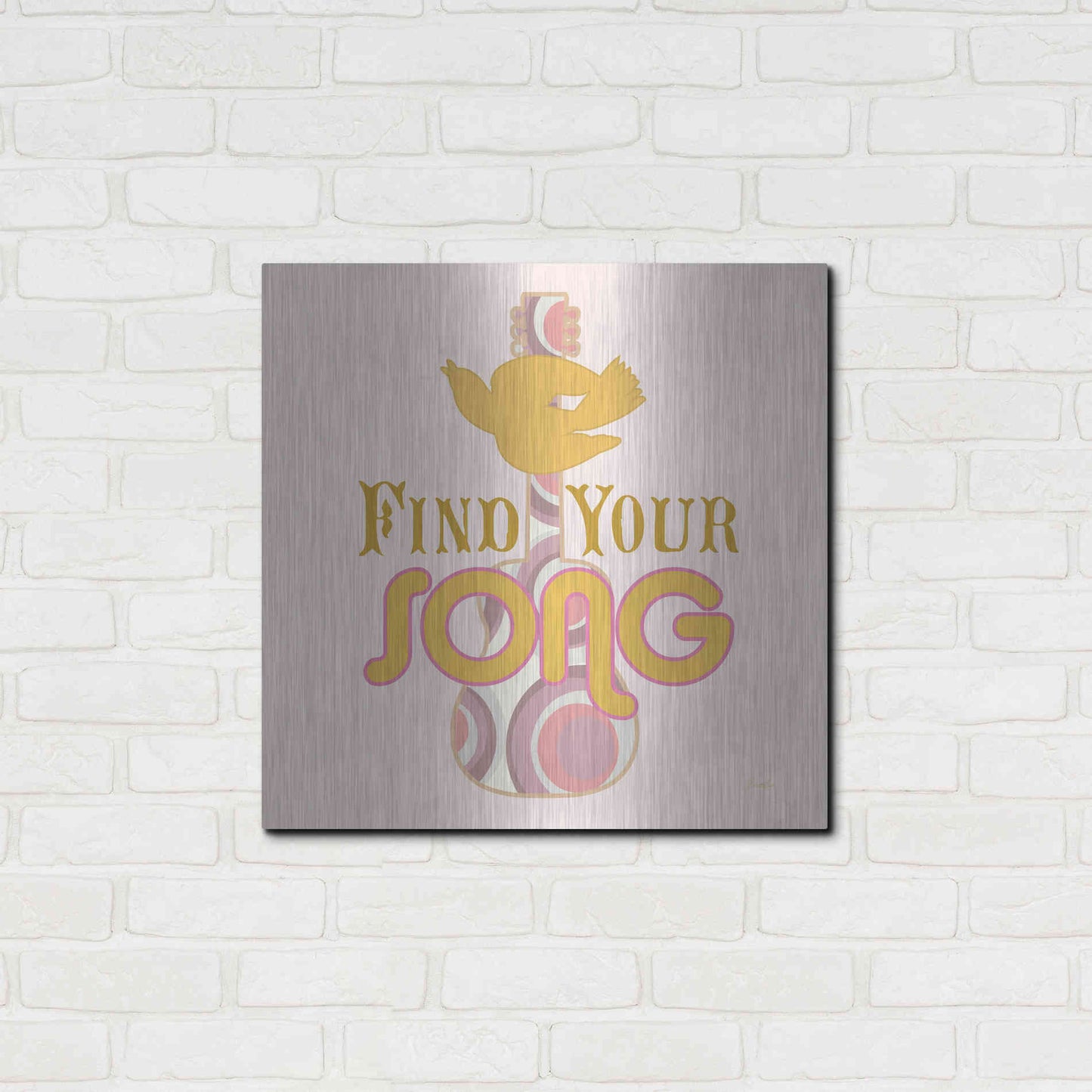 Luxe Metal Art 'Find Your Song' by Evelia Designs Metal Wall Art,24x24