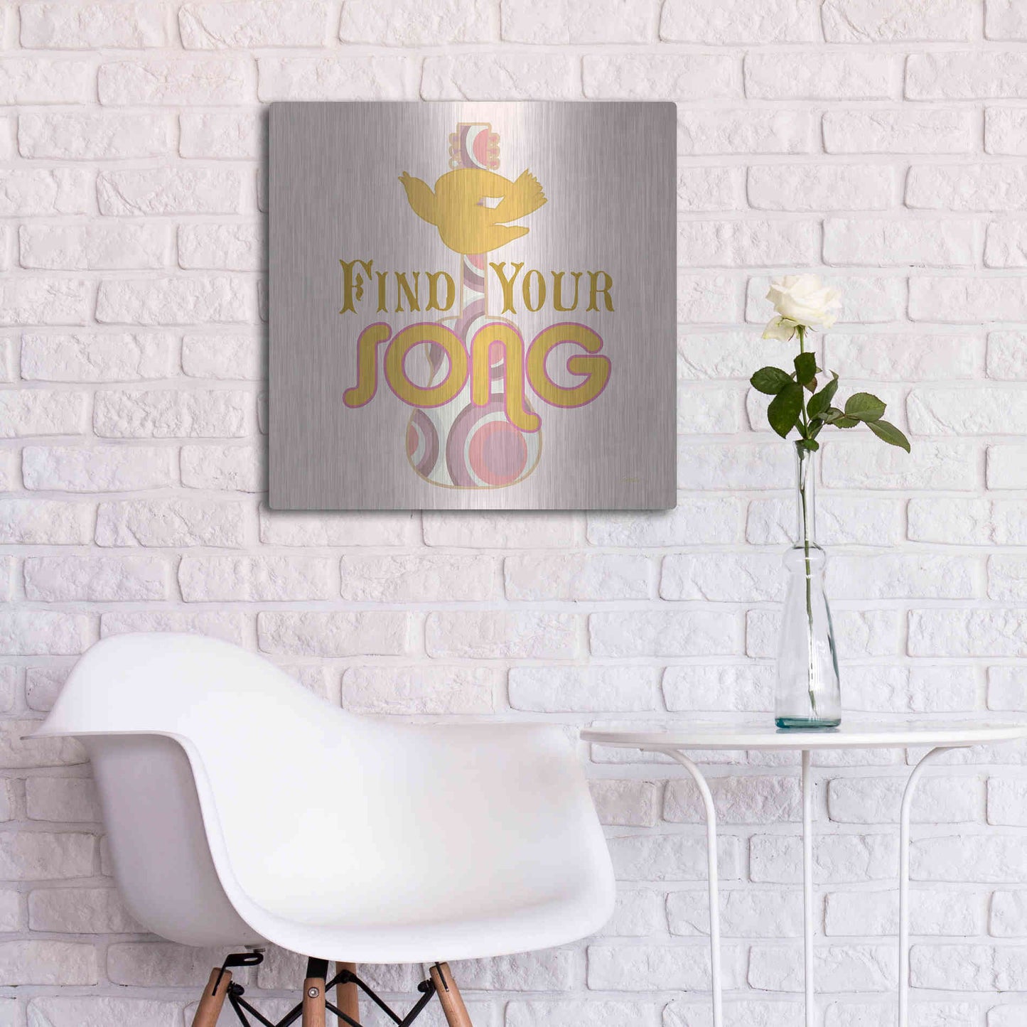 Luxe Metal Art 'Find Your Song' by Evelia Designs Metal Wall Art,24x24