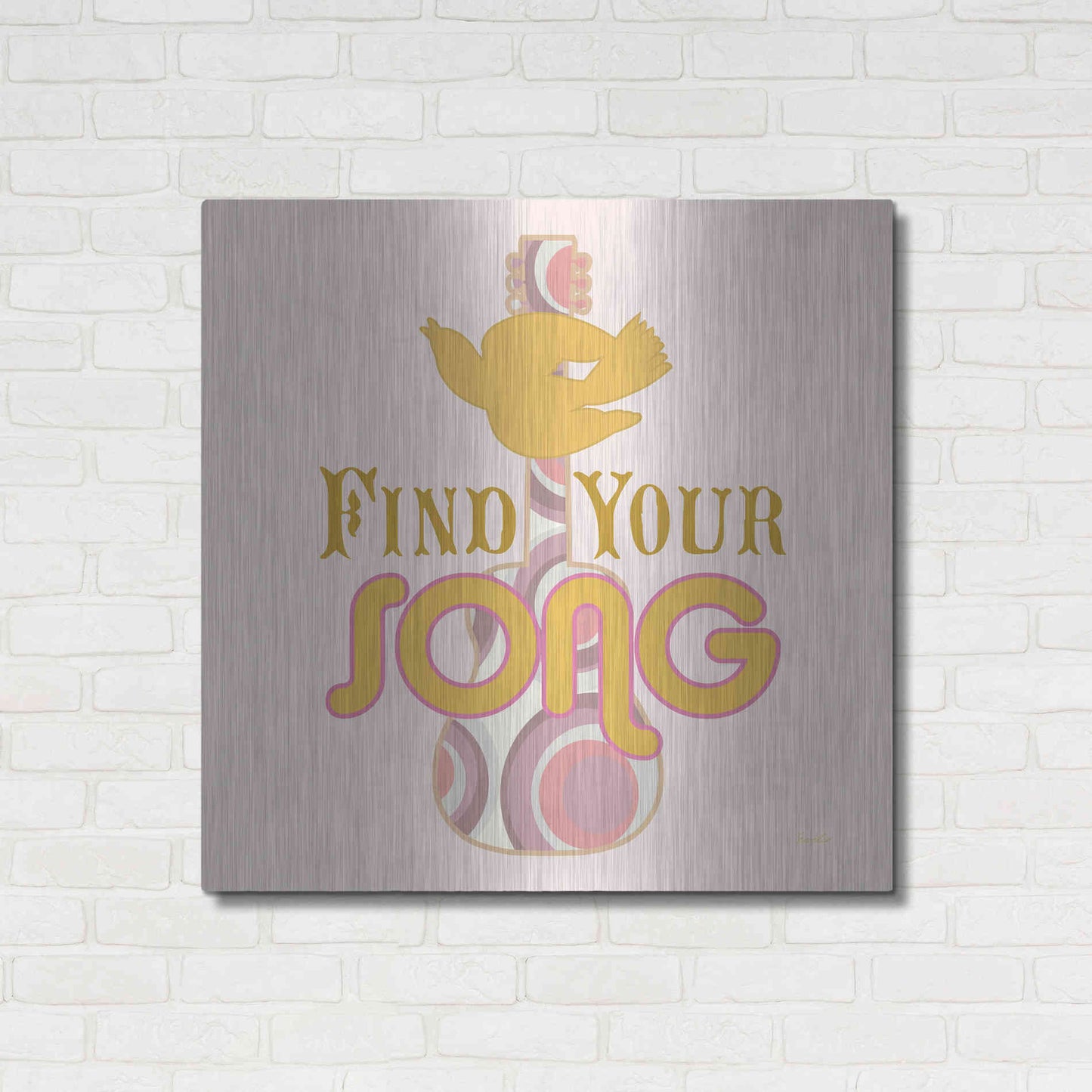 Luxe Metal Art 'Find Your Song' by Evelia Designs Metal Wall Art,36x36