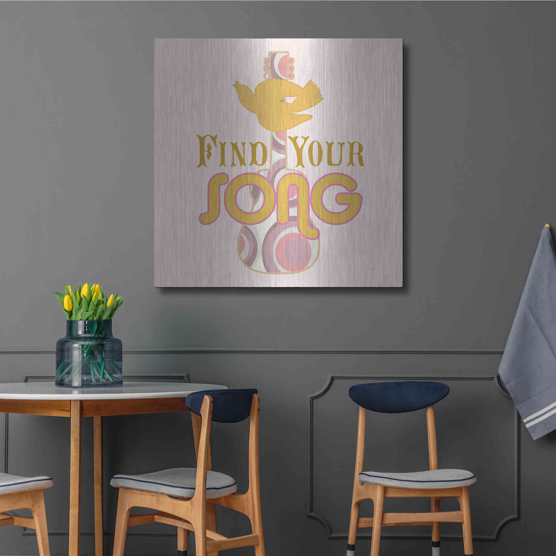 Luxe Metal Art 'Find Your Song' by Evelia Designs Metal Wall Art,36x36
