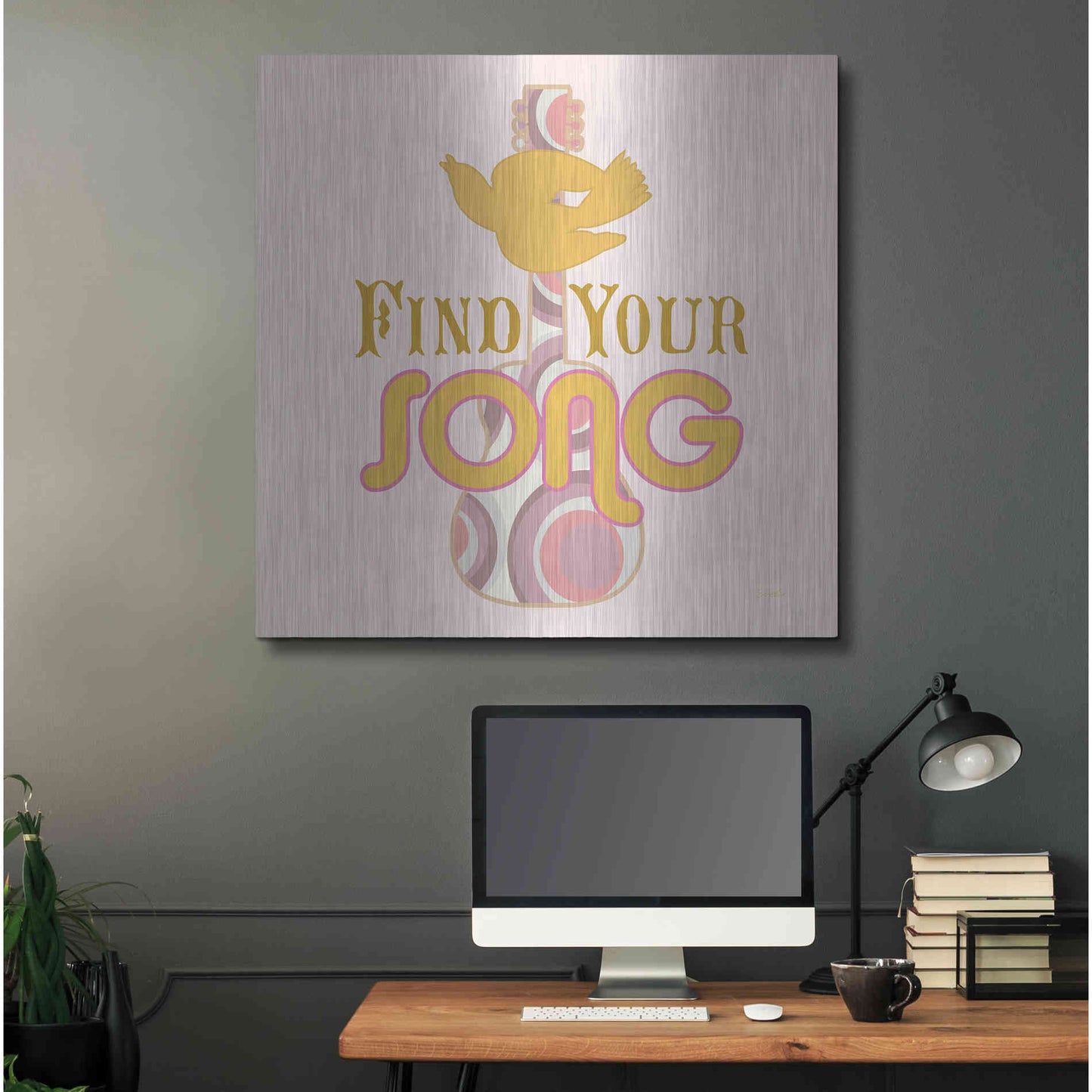 Luxe Metal Art 'Find Your Song' by Evelia Designs Metal Wall Art,36x36