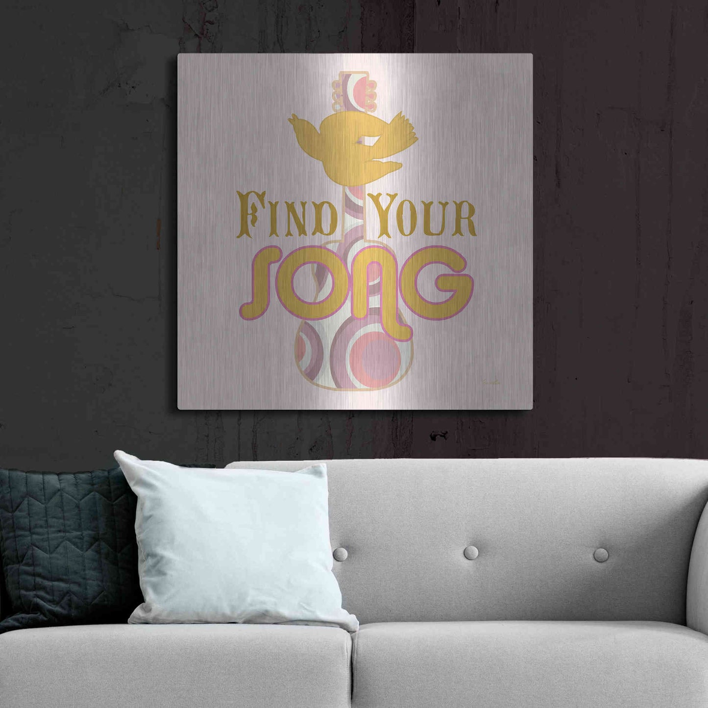 Luxe Metal Art 'Find Your Song' by Evelia Designs Metal Wall Art,36x36