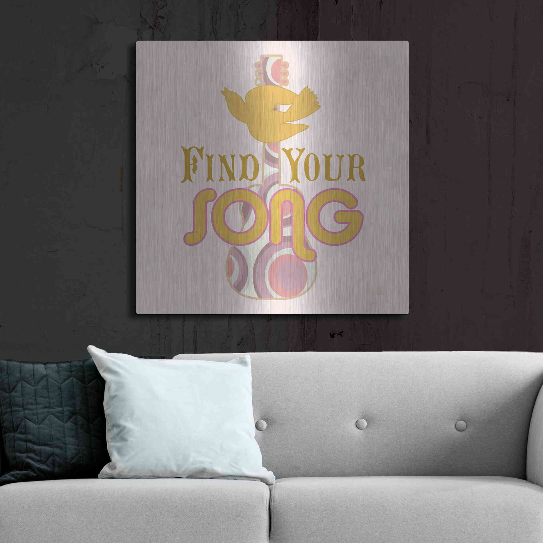 Luxe Metal Art 'Find Your Song' by Evelia Designs Metal Wall Art,36x36