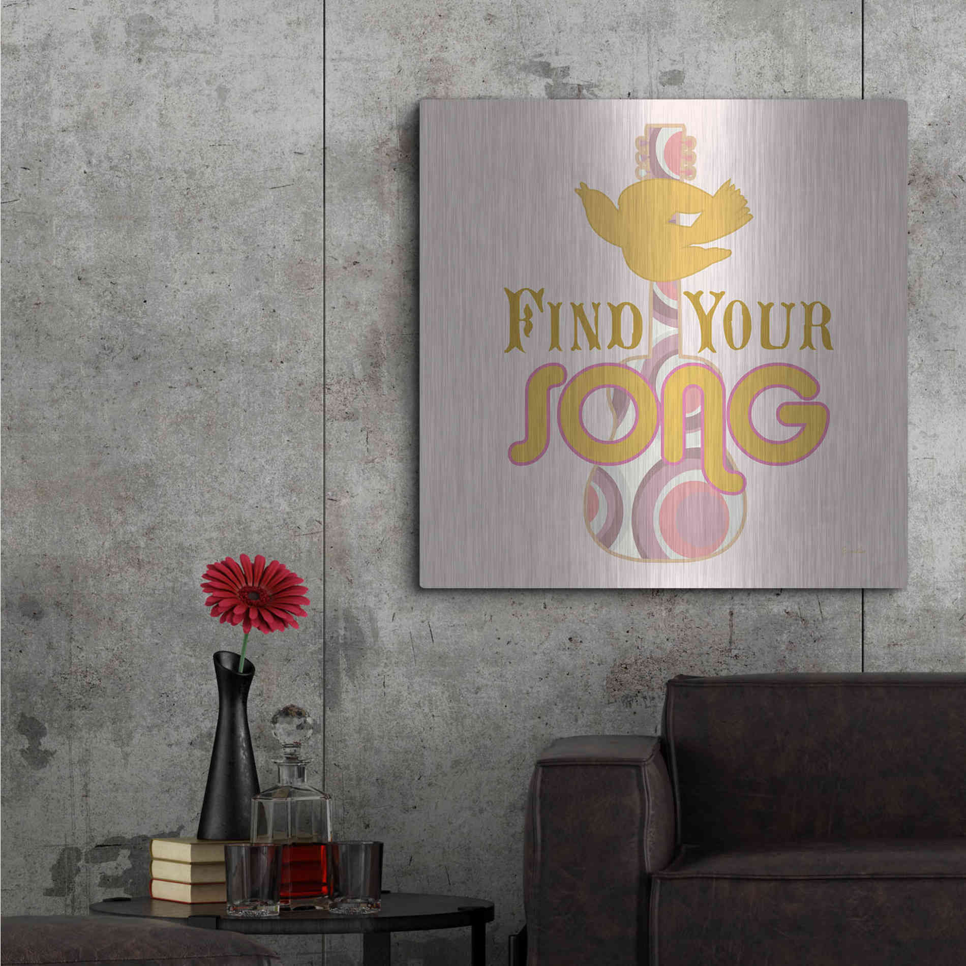 Luxe Metal Art 'Find Your Song' by Evelia Designs Metal Wall Art,36x36