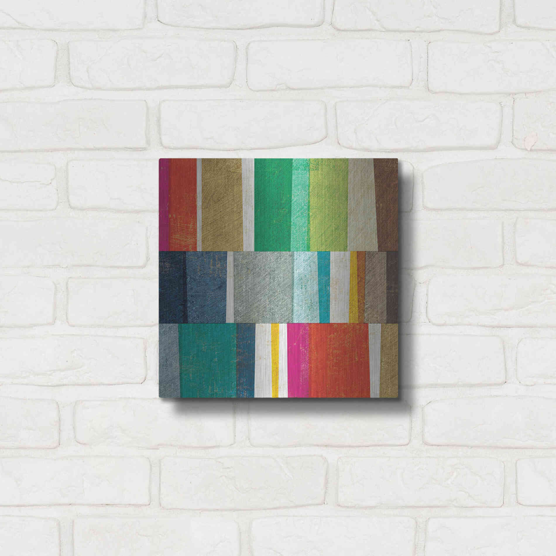 Luxe Metal Art 'Colorful Abstract' by Michael Mullan, Metal Wall Art,12x12
