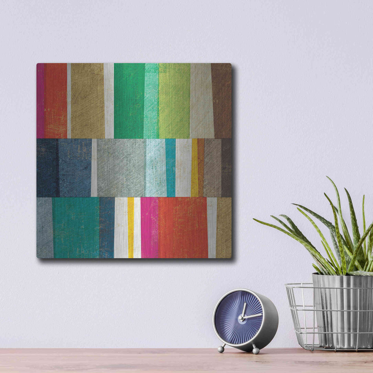 Luxe Metal Art 'Colorful Abstract' by Michael Mullan, Metal Wall Art,12x12