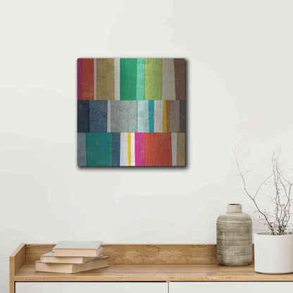 Luxe Metal Art 'Colorful Abstract' by Michael Mullan, Metal Wall Art,12x12