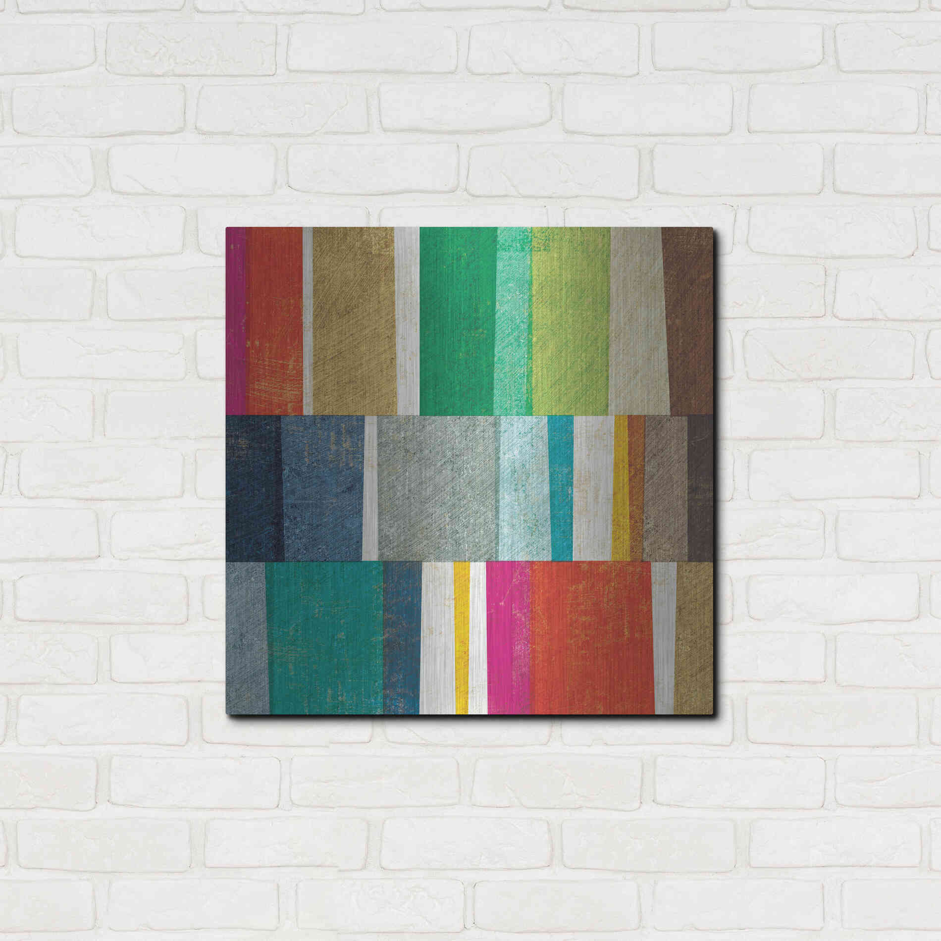Luxe Metal Art 'Colorful Abstract' by Michael Mullan, Metal Wall Art,24x24