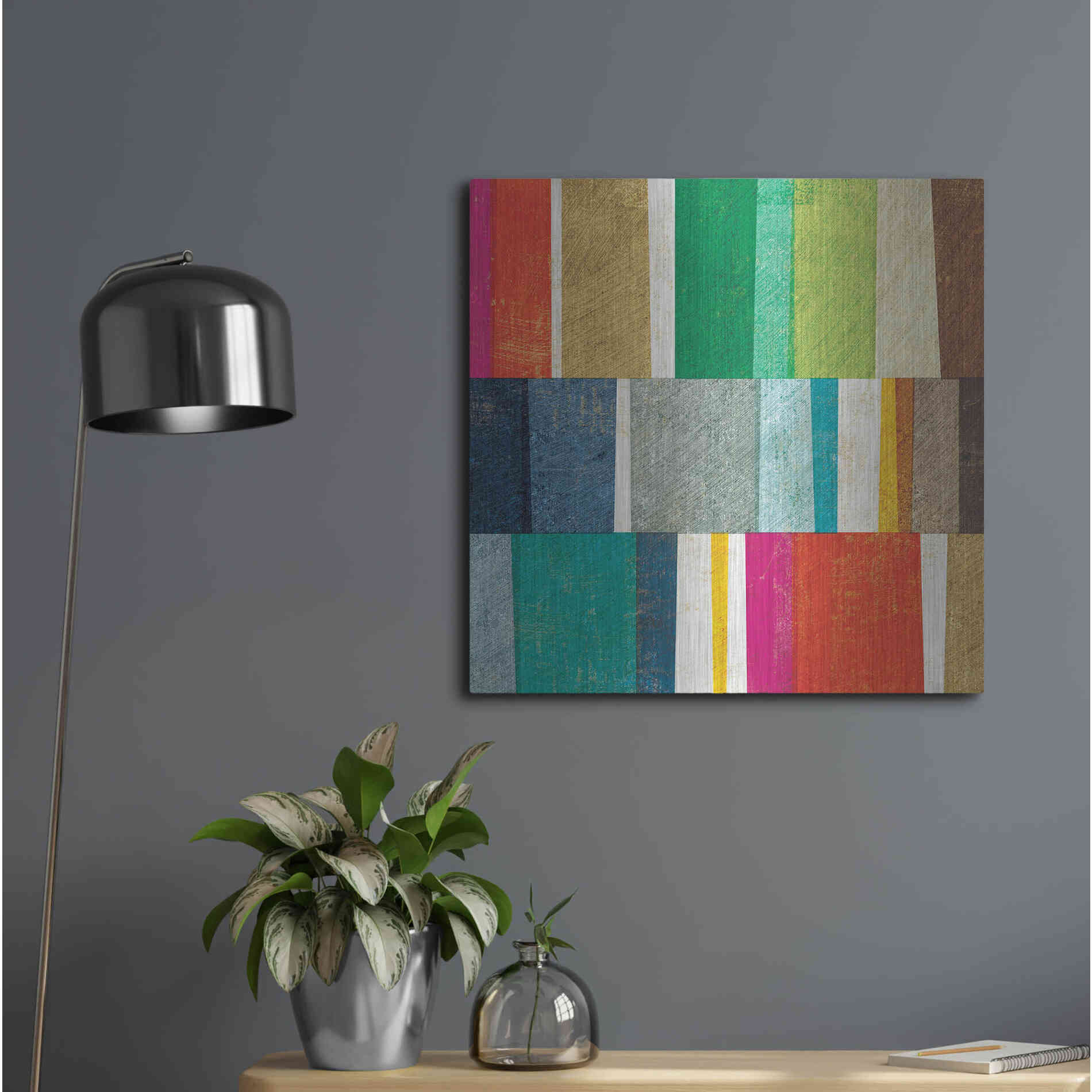 Luxe Metal Art 'Colorful Abstract' by Michael Mullan, Metal Wall Art,24x24