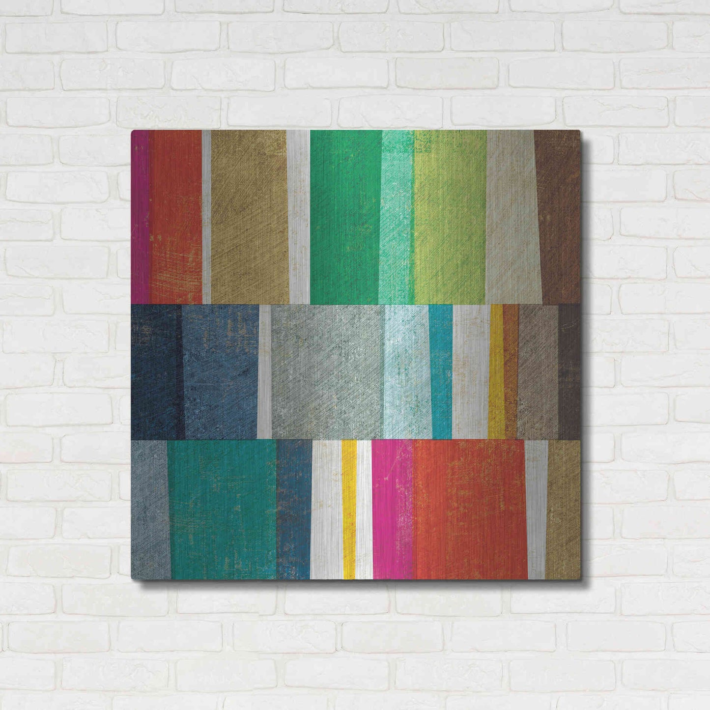 Luxe Metal Art 'Colorful Abstract' by Michael Mullan, Metal Wall Art,36x36