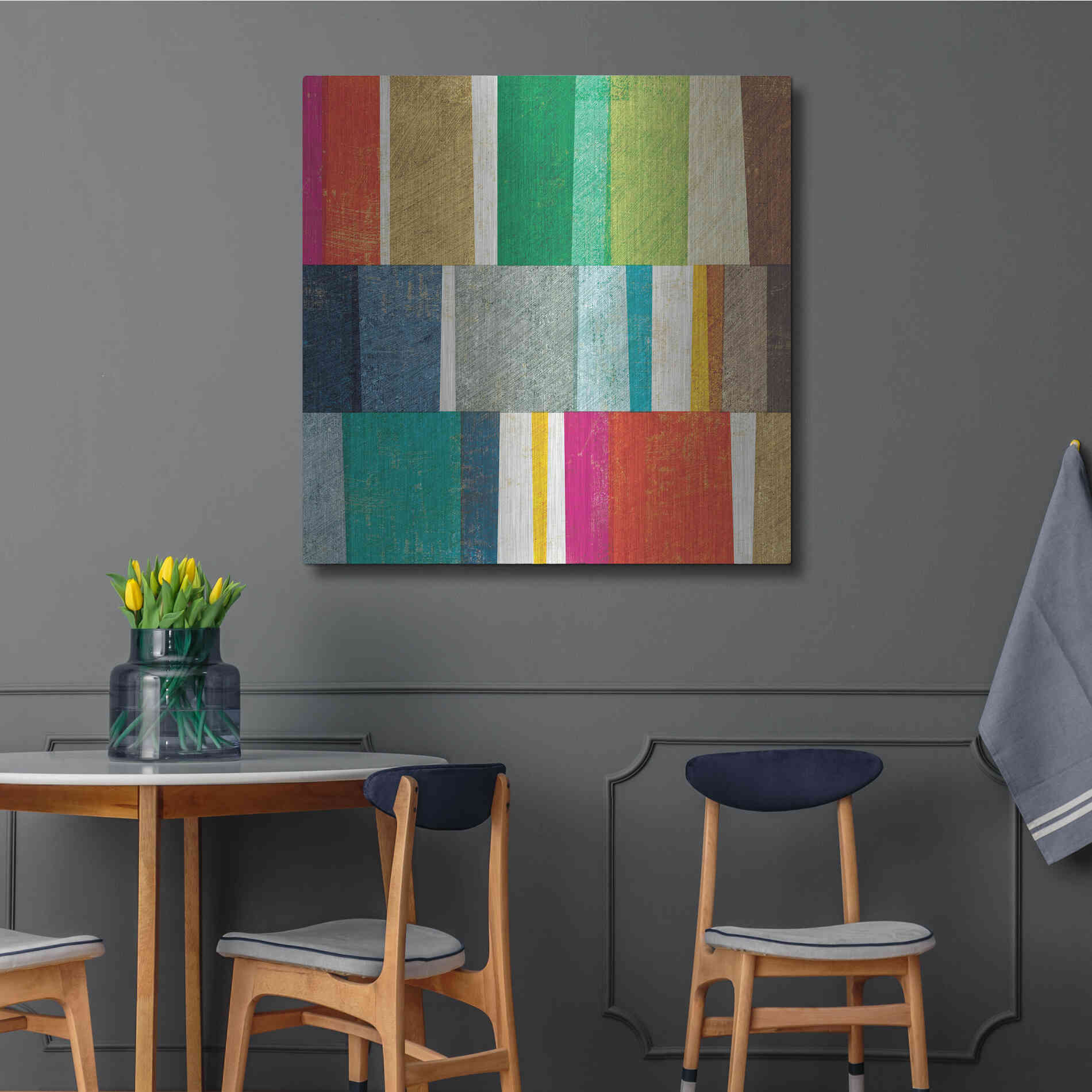 Luxe Metal Art 'Colorful Abstract' by Michael Mullan, Metal Wall Art,36x36