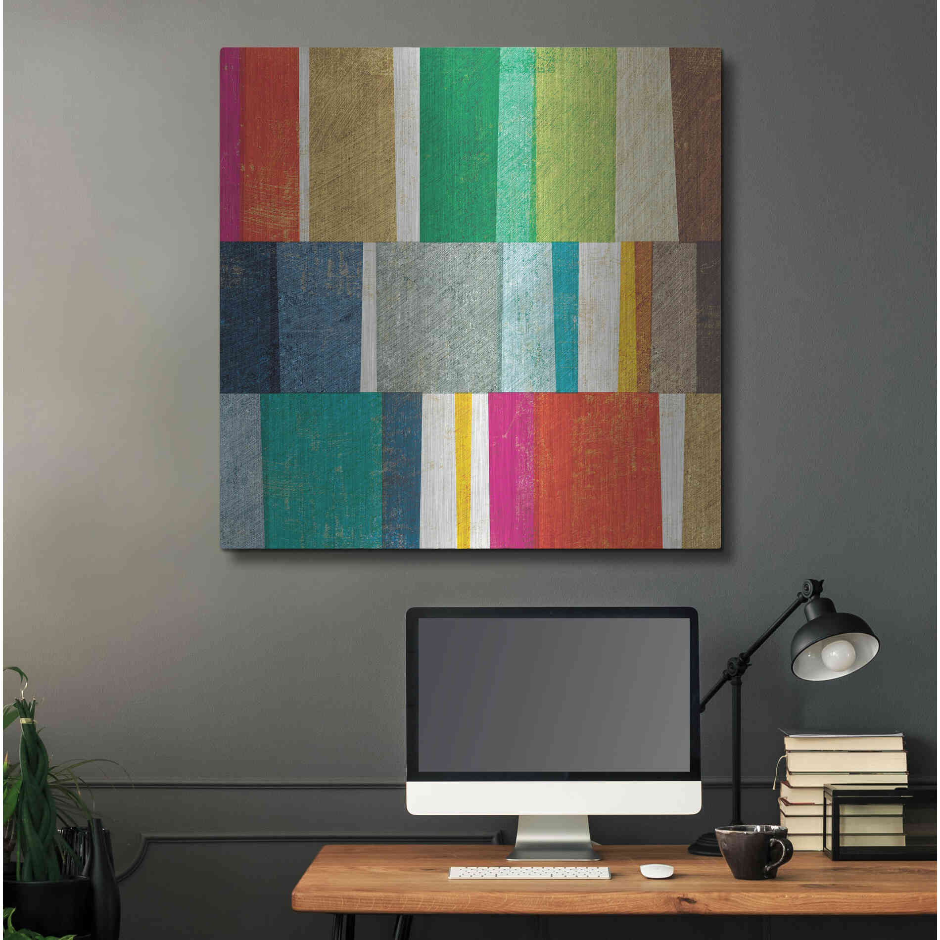 Luxe Metal Art 'Colorful Abstract' by Michael Mullan, Metal Wall Art,36x36