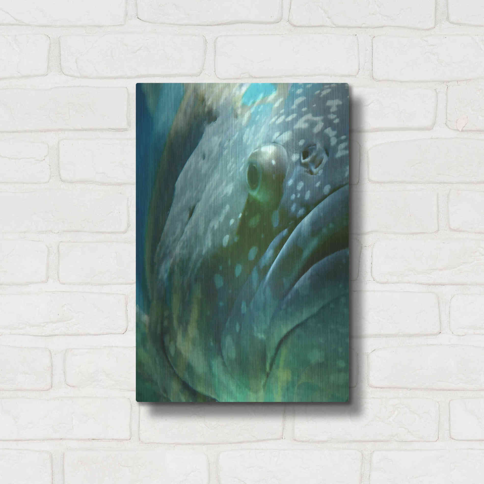 Luxe Metal Art 'Turquoise Splash One' by Steve Hunziker Metal Wall Art,12x16