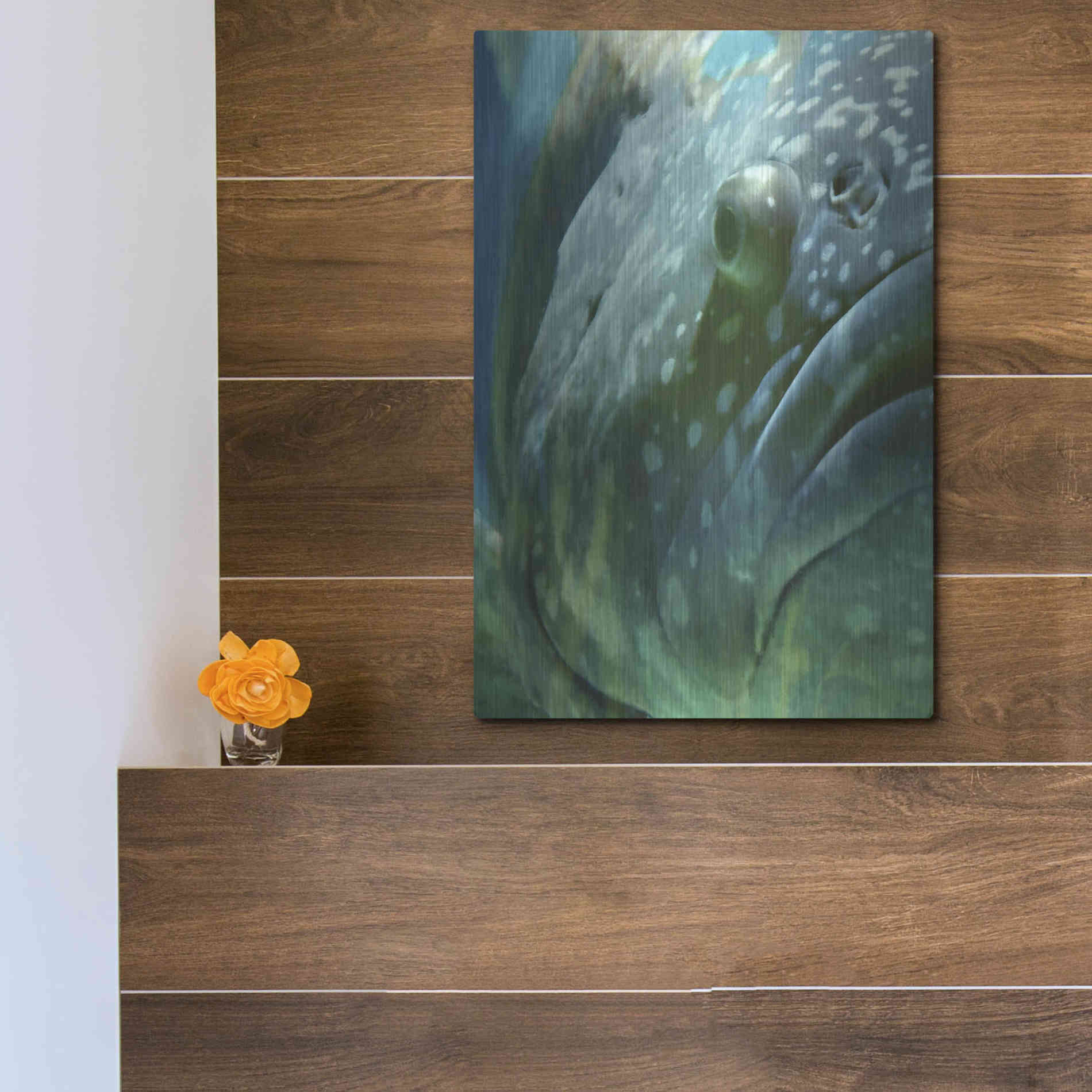 Luxe Metal Art 'Turquoise Splash One' by Steve Hunziker Metal Wall Art,12x16