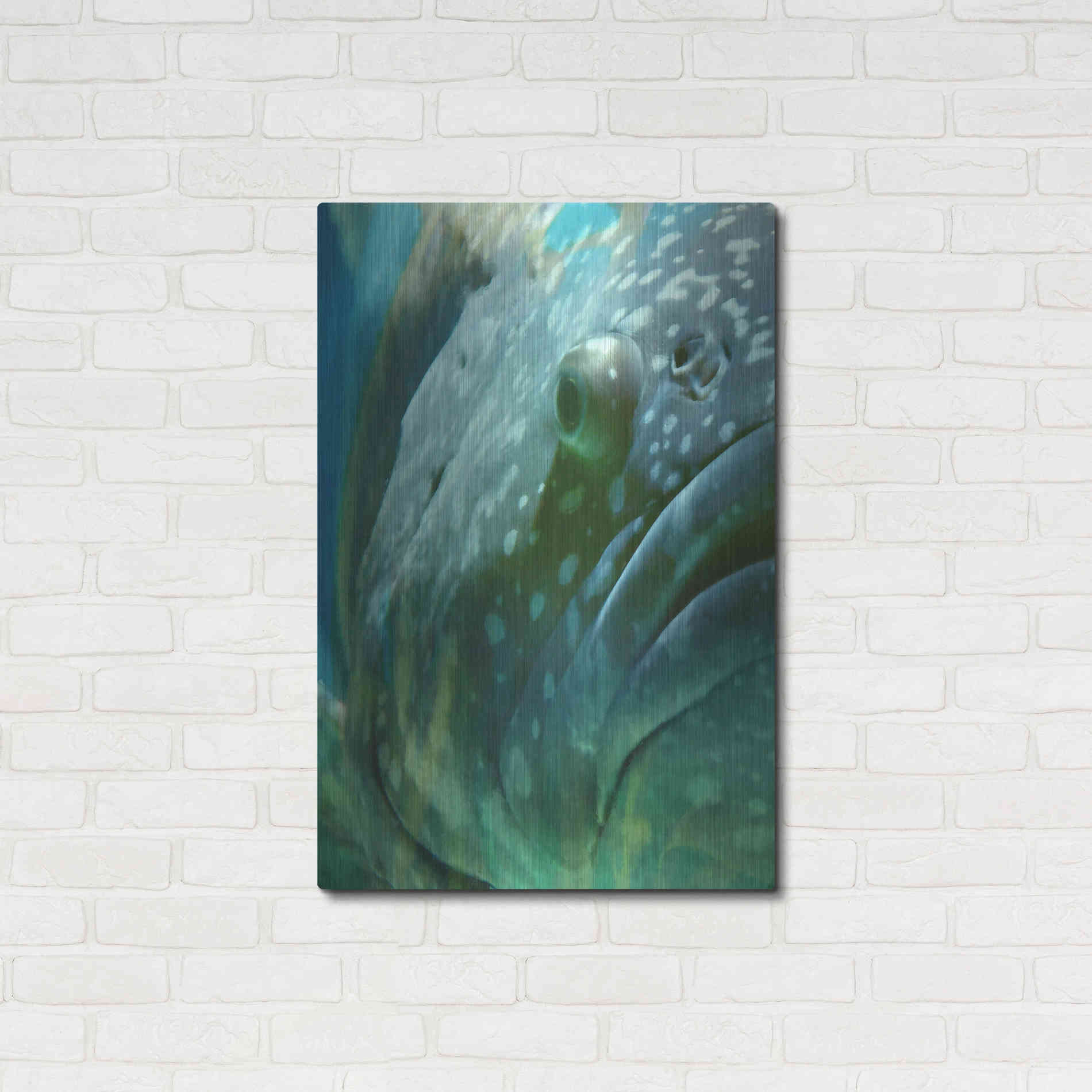 Luxe Metal Art 'Turquoise Splash One' by Steve Hunziker Metal Wall Art,24x36