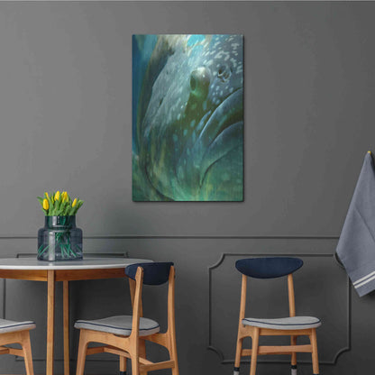 Luxe Metal Art 'Turquoise Splash One' by Steve Hunziker Metal Wall Art,24x36