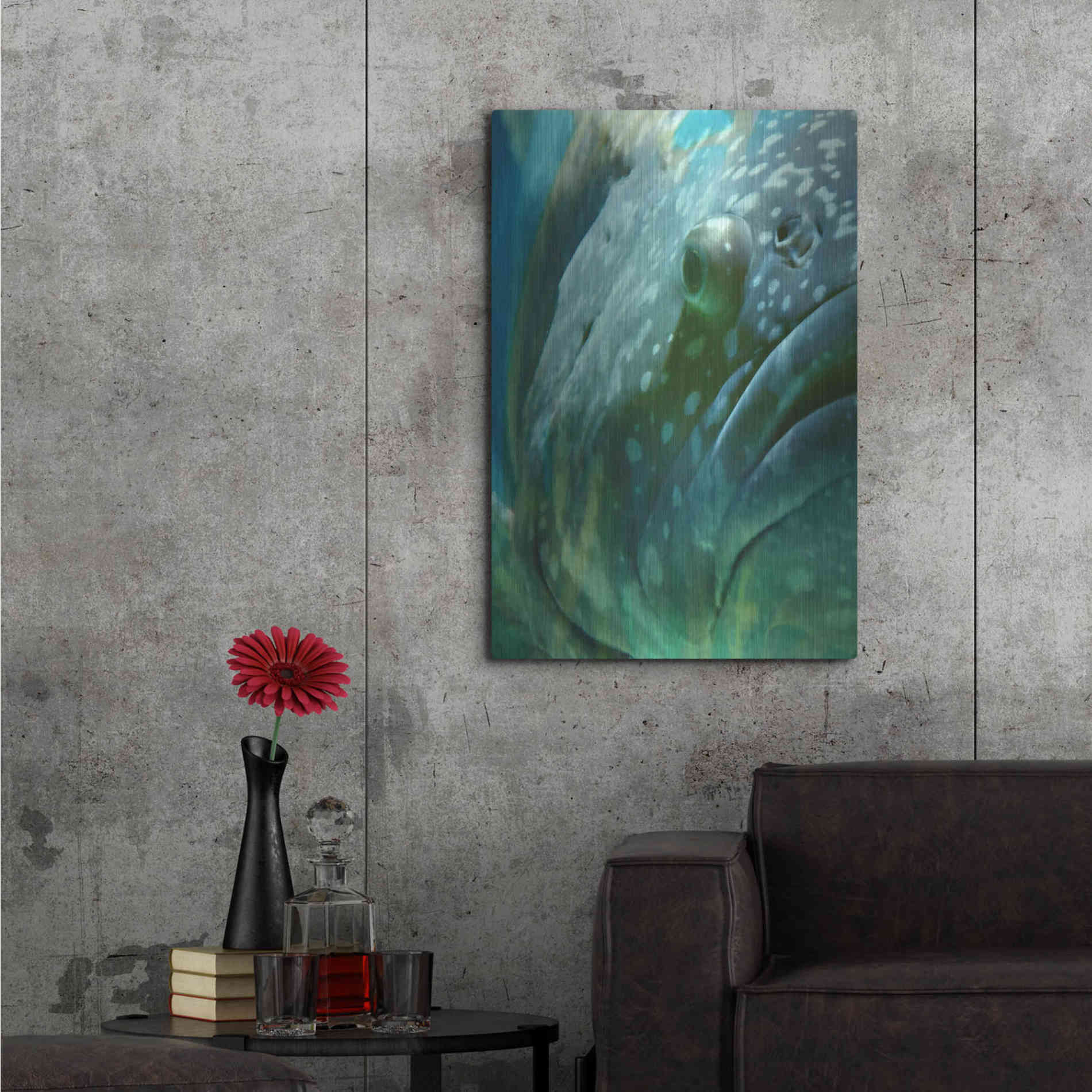 Luxe Metal Art 'Turquoise Splash One' by Steve Hunziker Metal Wall Art,24x36