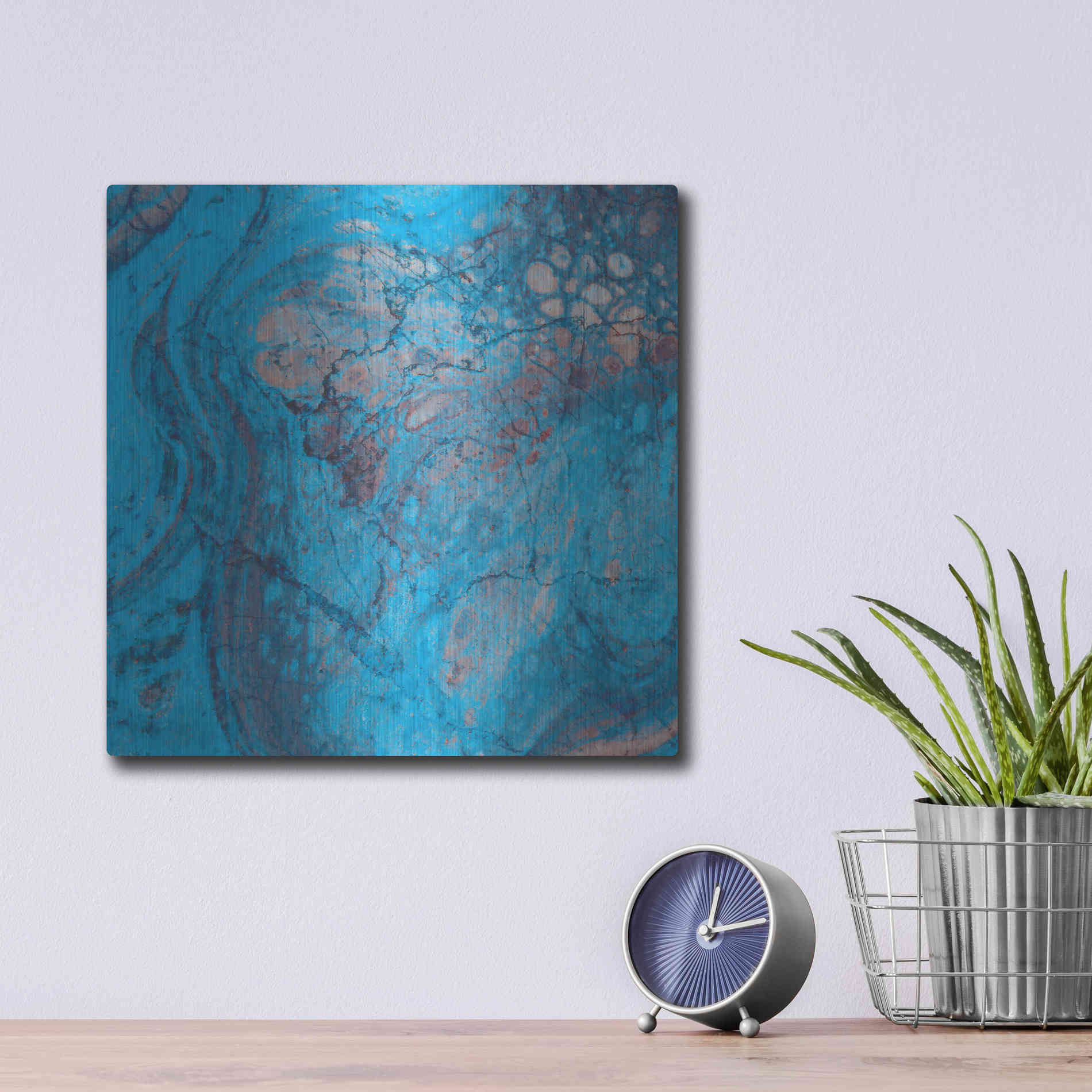 Luxe Metal Art 'Craquelure Two' by Steve Hunziker Metal Wall Art,12x12