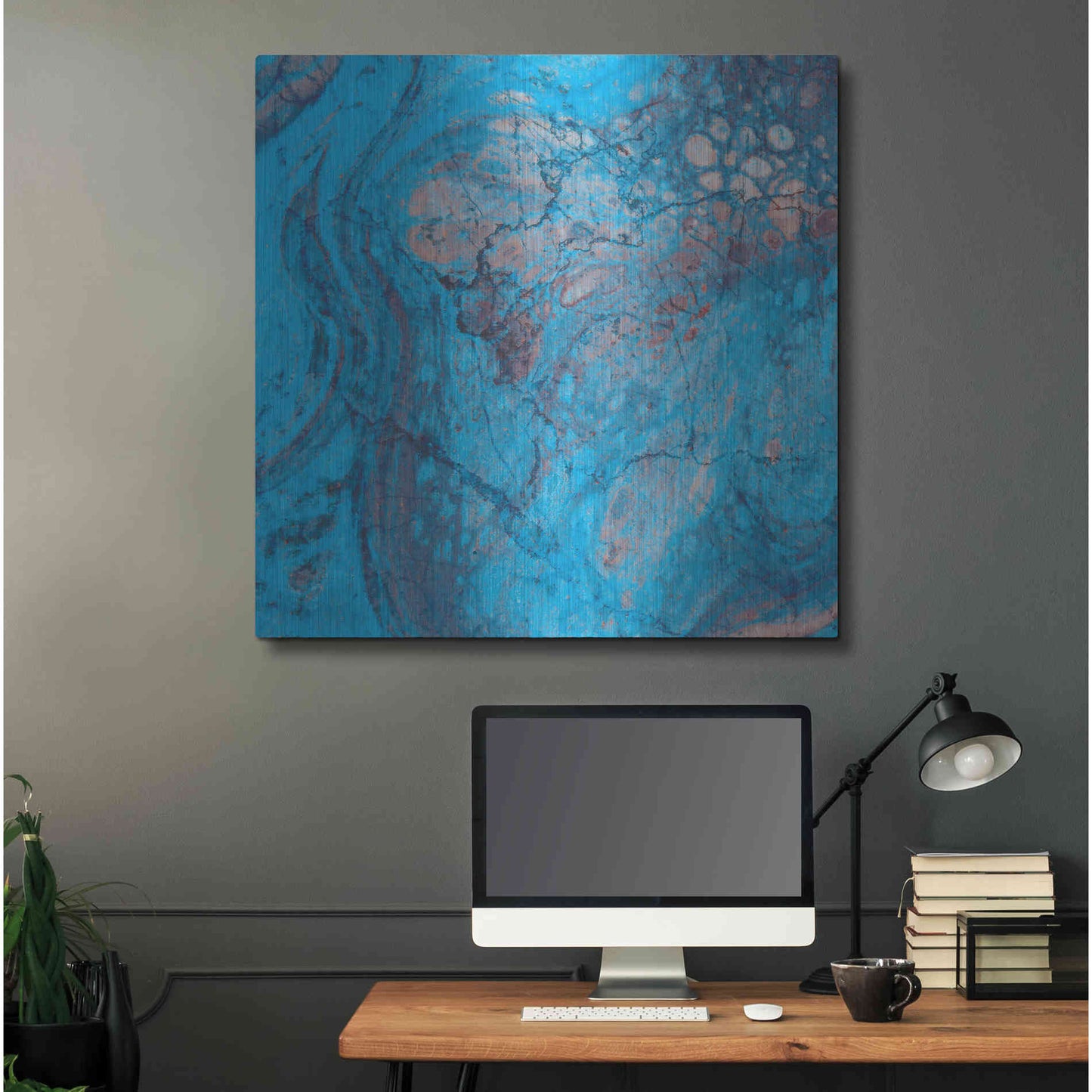 Luxe Metal Art 'Craquelure Two' by Steve Hunziker Metal Wall Art,36x36