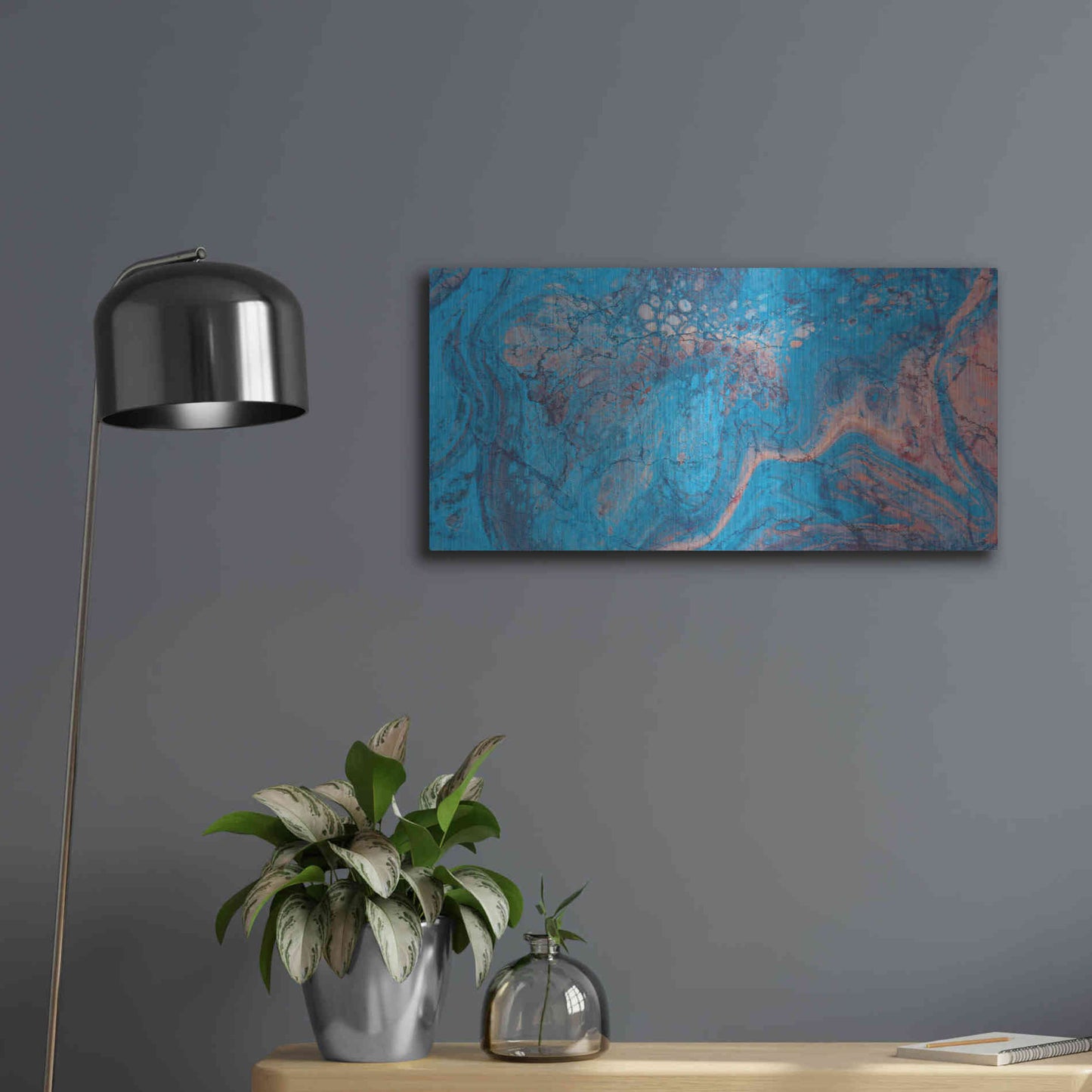 Luxe Metal Art 'Craquelure Three' by Steve Hunziker Metal Wall Art,24x12