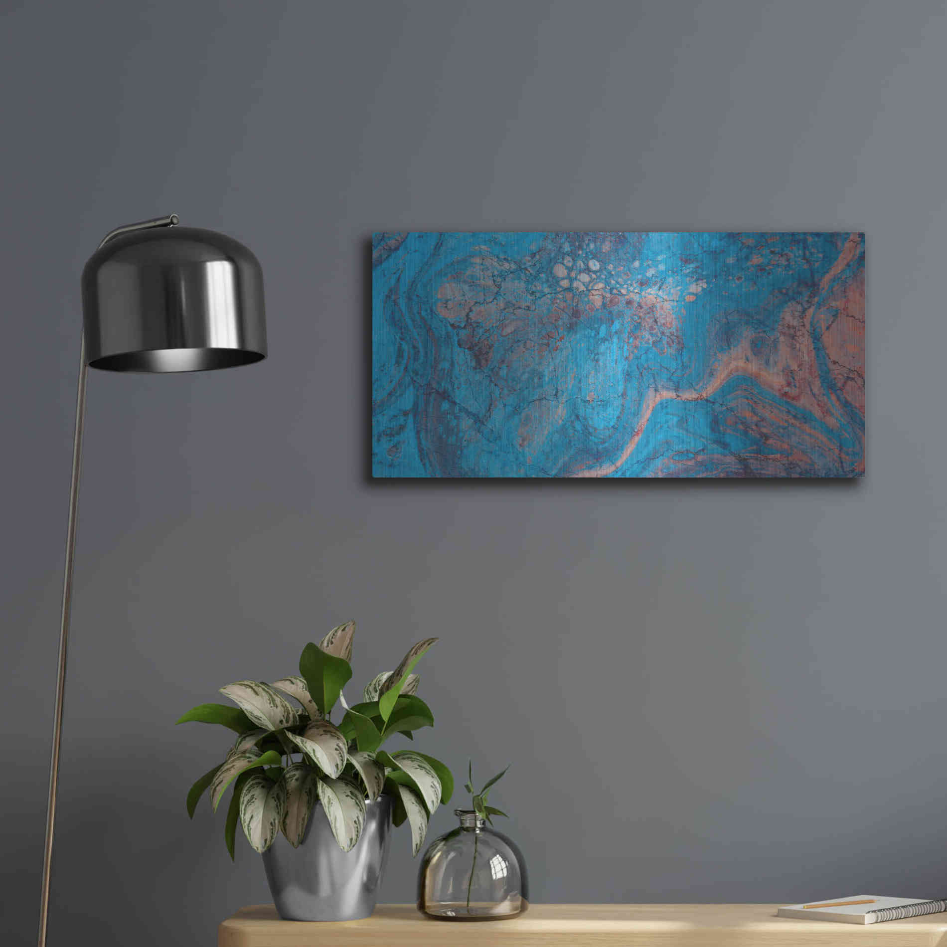 Luxe Metal Art 'Craquelure Three' by Steve Hunziker Metal Wall Art,24x12