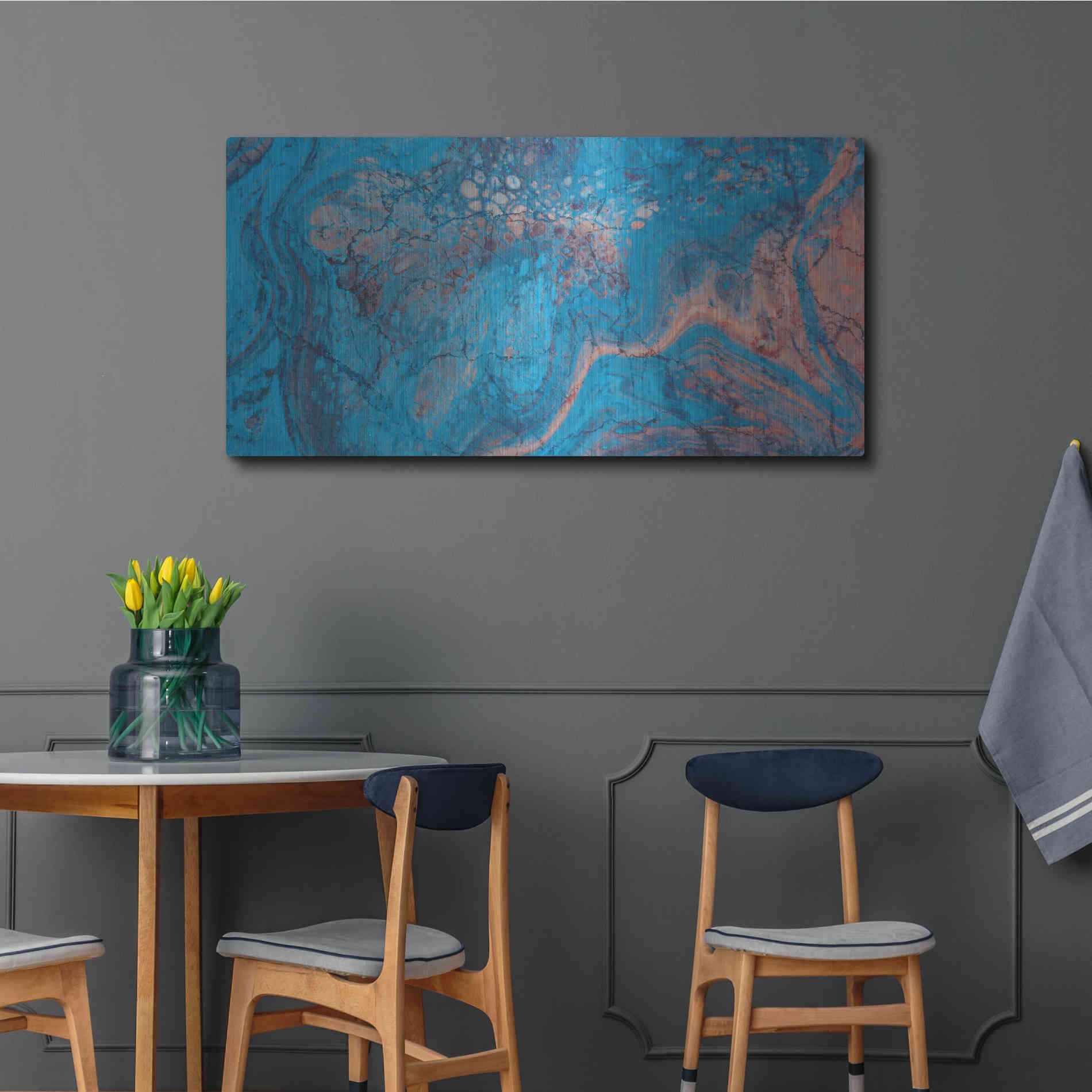 Luxe Metal Art 'Craquelure Three' by Steve Hunziker Metal Wall Art,48x24