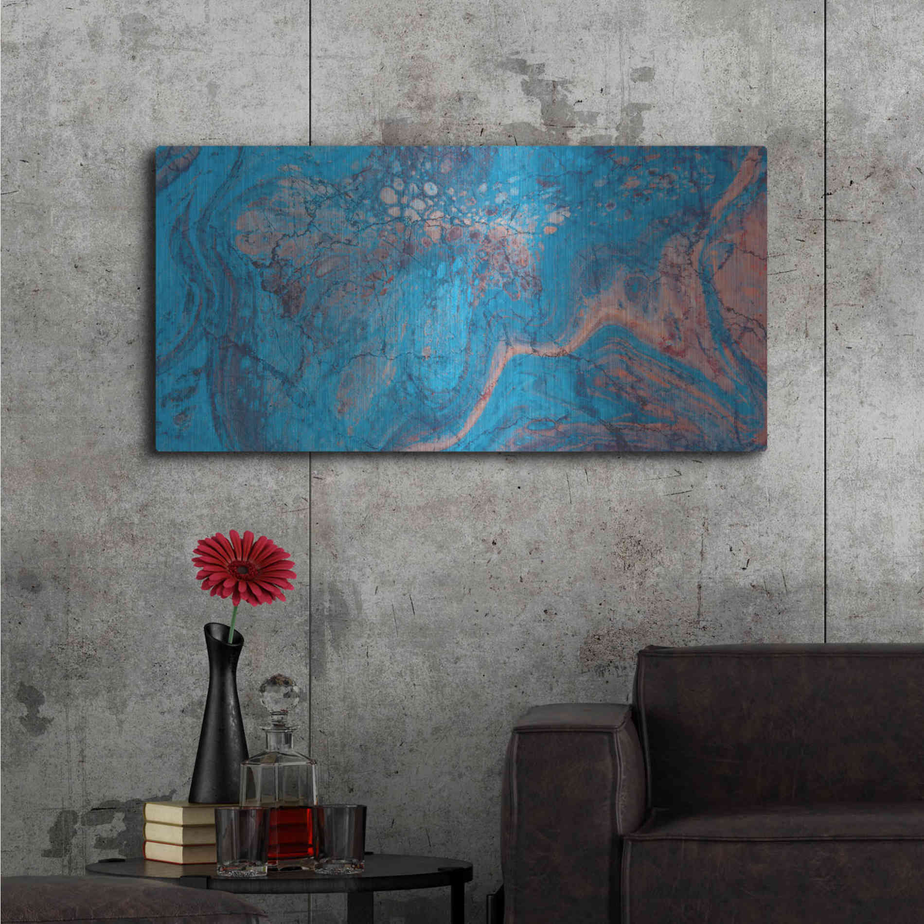 Luxe Metal Art 'Craquelure Three' by Steve Hunziker Metal Wall Art,48x24