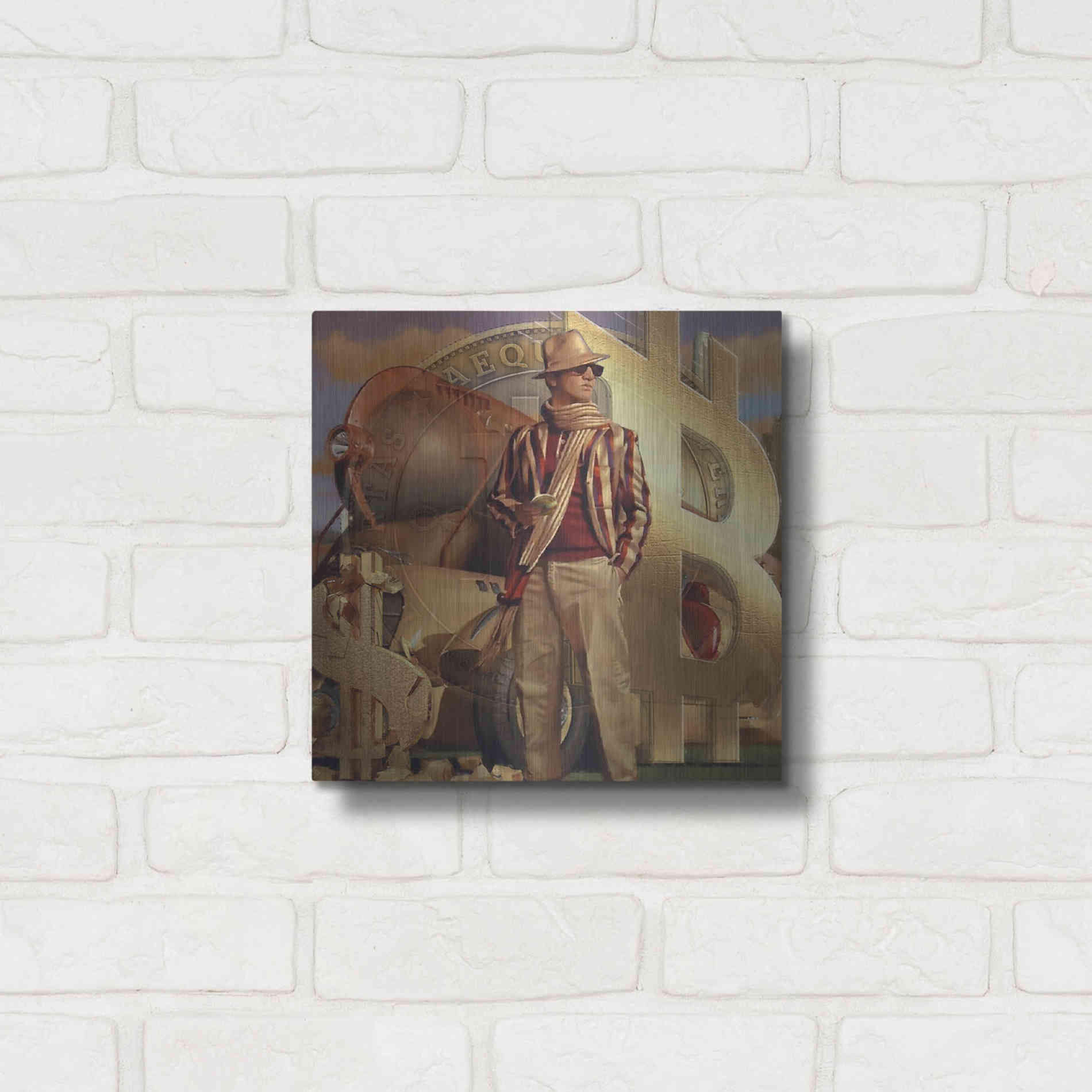 Luxe Metal Art 'Bitcoin Deco Eleven' by Steve Hunziker Metal Wall Art,12x12