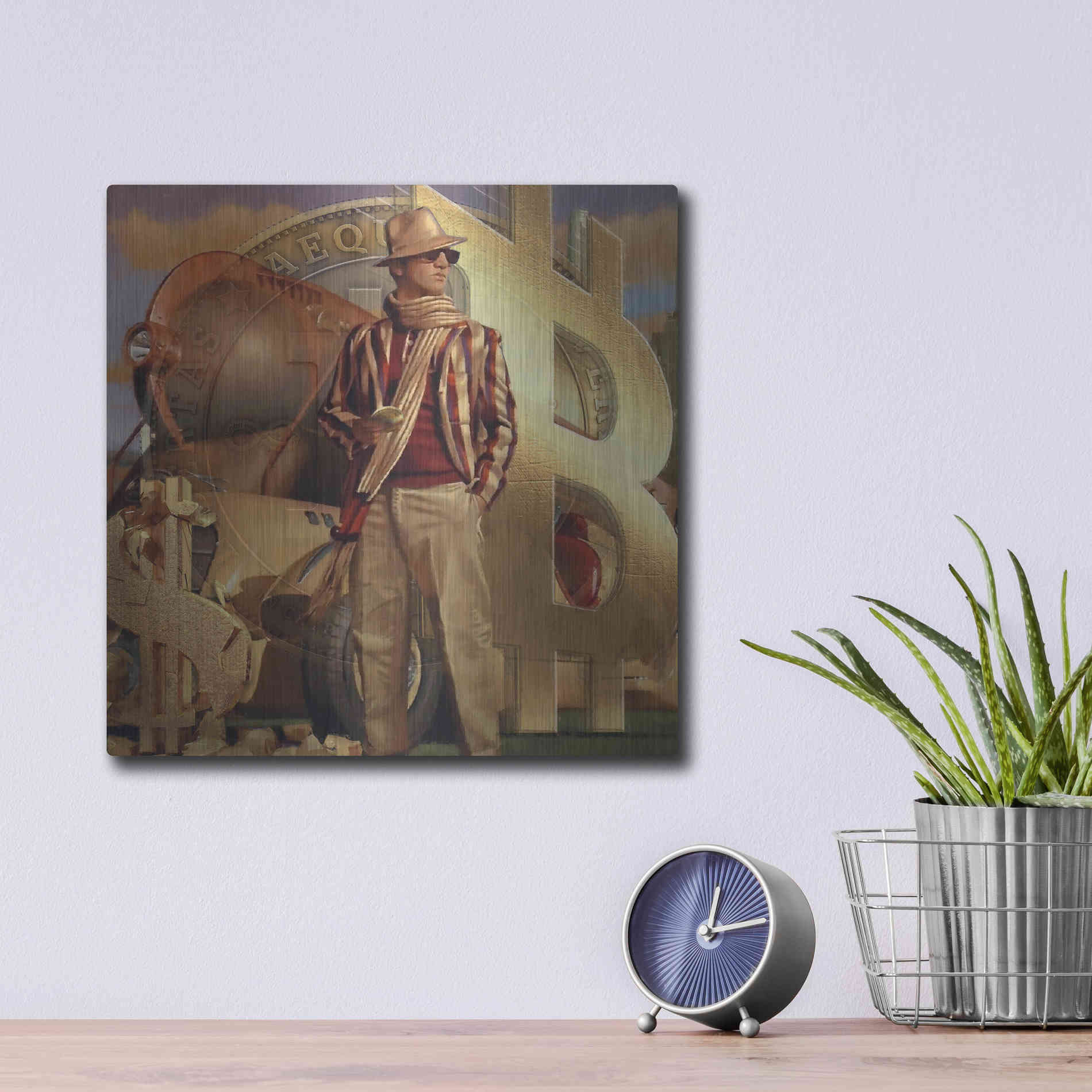 Luxe Metal Art 'Bitcoin Deco Eleven' by Steve Hunziker Metal Wall Art,12x12