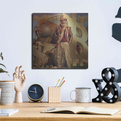 Luxe Metal Art 'Bitcoin Deco Eleven' by Steve Hunziker Metal Wall Art,12x12