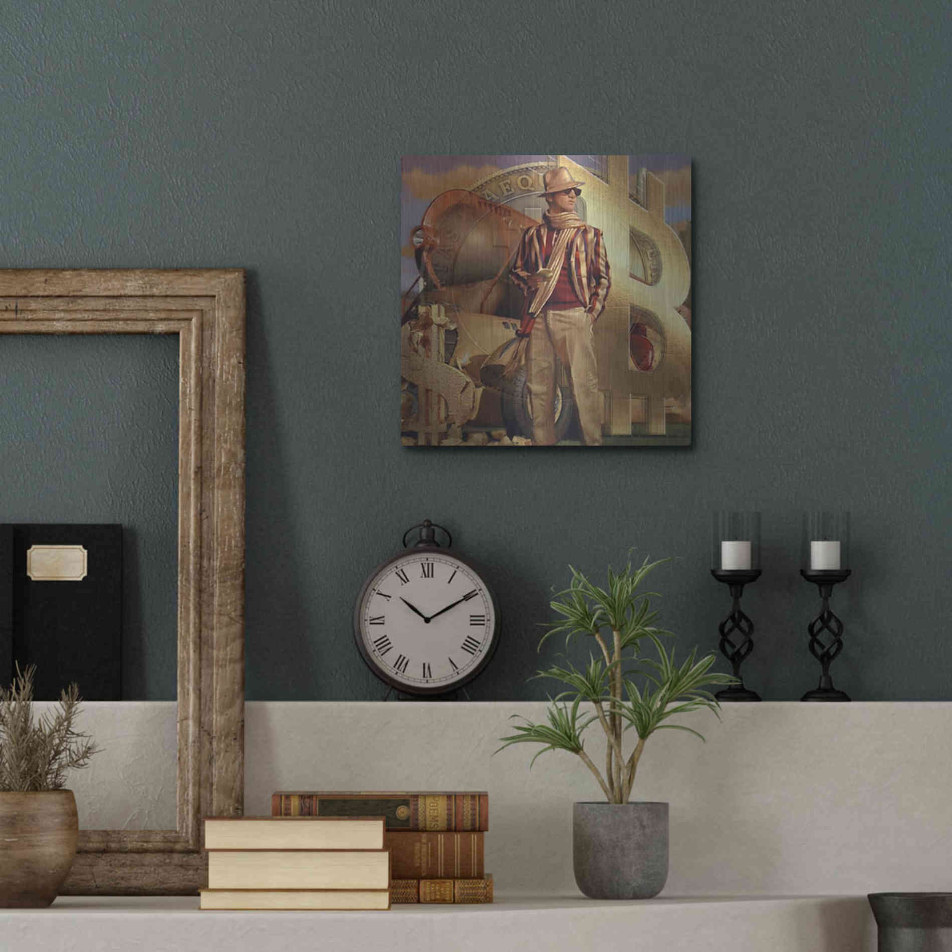 Luxe Metal Art 'Bitcoin Deco Eleven' by Steve Hunziker Metal Wall Art,12x12