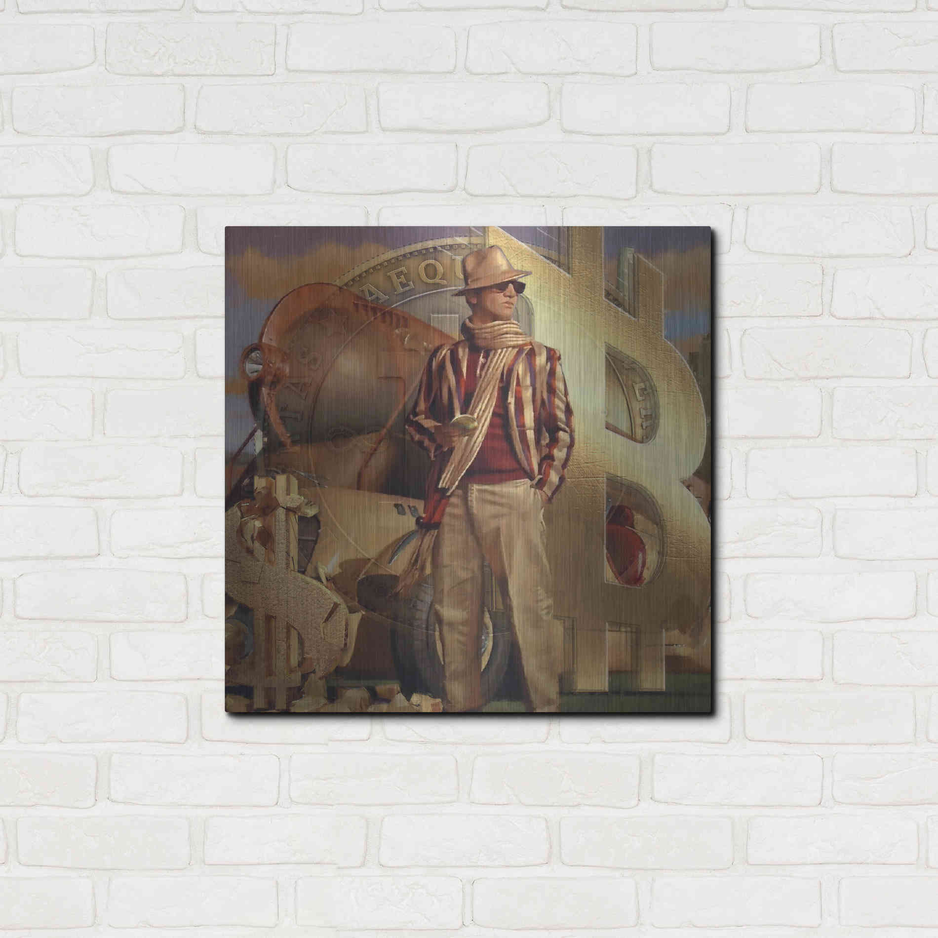 Luxe Metal Art 'Bitcoin Deco Eleven' by Steve Hunziker Metal Wall Art,24x24