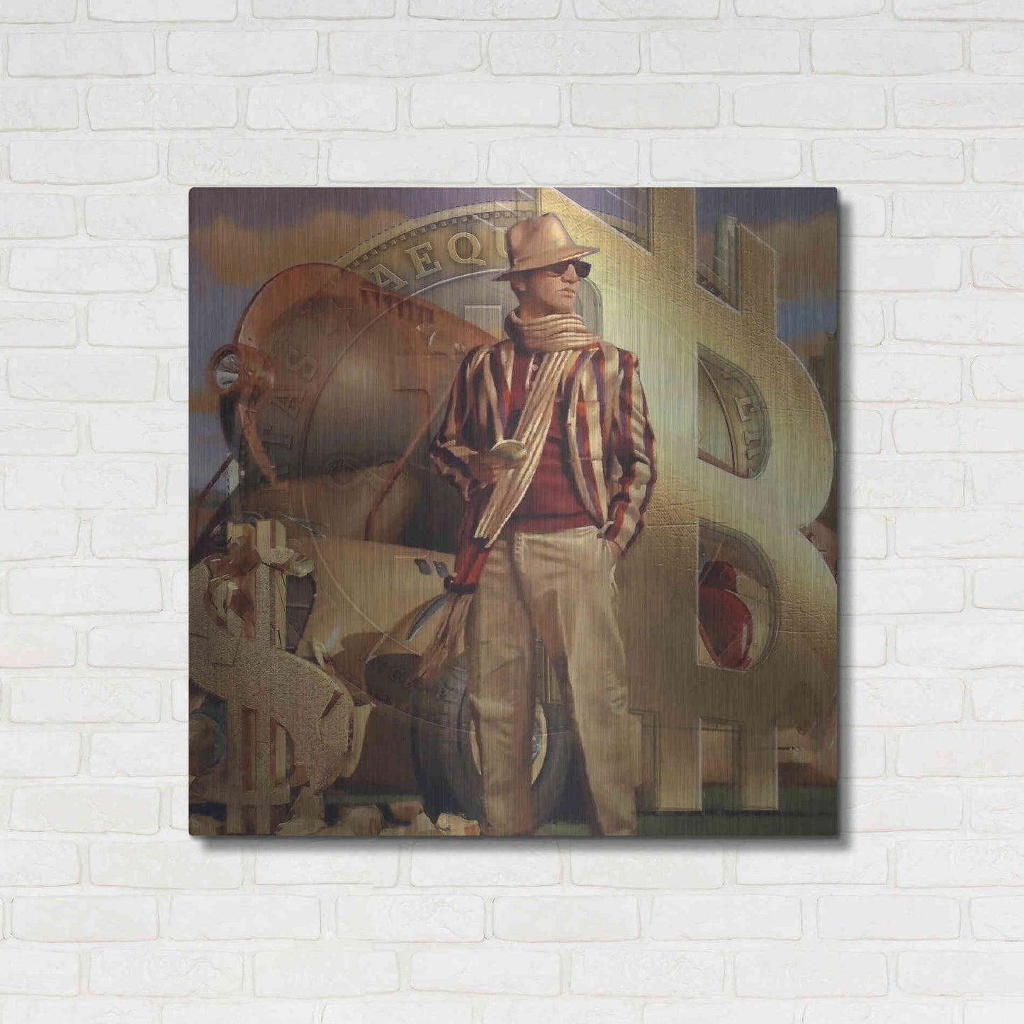 Luxe Metal Art 'Bitcoin Deco Eleven' by Steve Hunziker Metal Wall Art,36x36