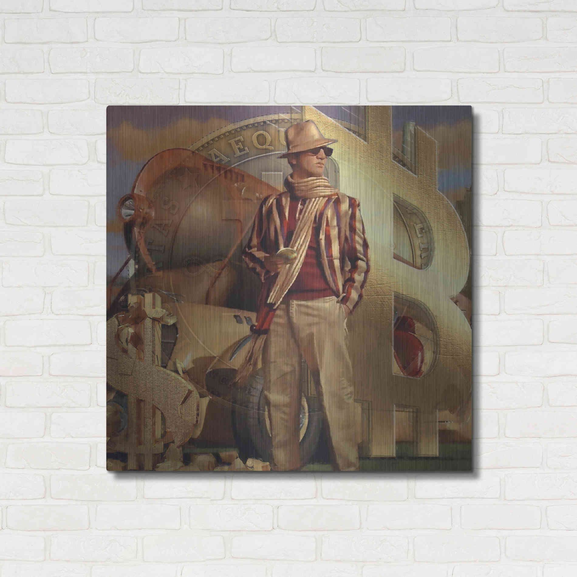 Luxe Metal Art 'Bitcoin Deco Eleven' by Steve Hunziker Metal Wall Art,36x36