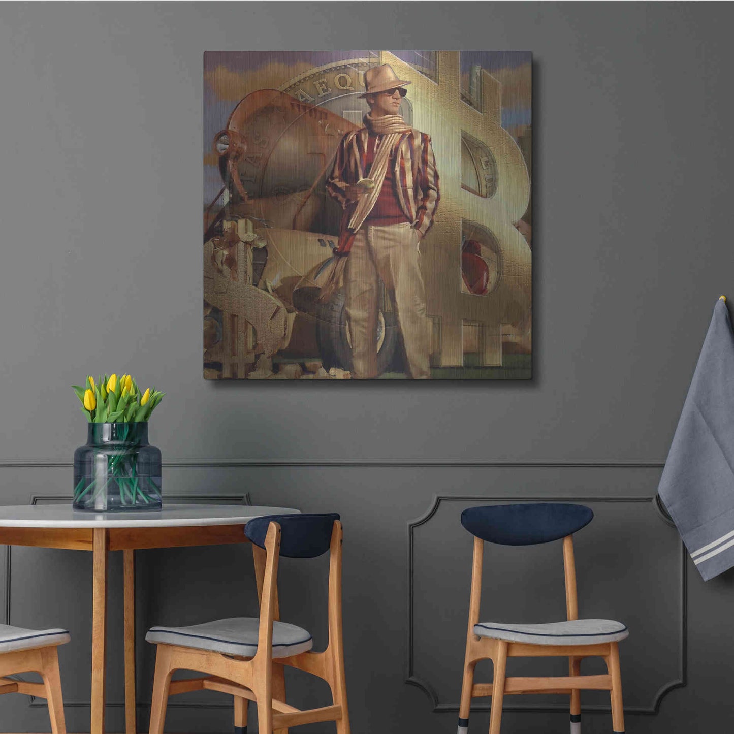 Luxe Metal Art 'Bitcoin Deco Eleven' by Steve Hunziker Metal Wall Art,36x36