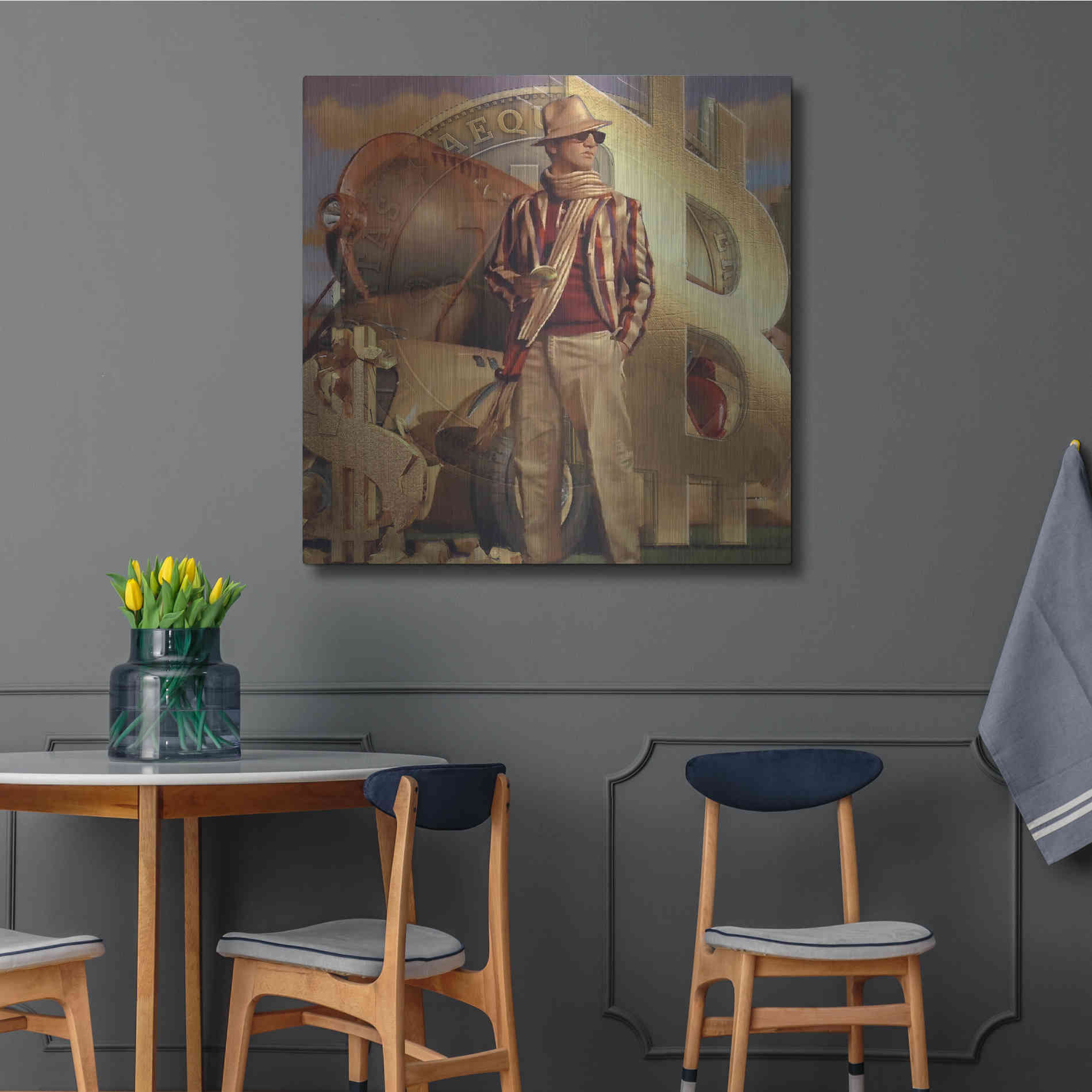 Luxe Metal Art 'Bitcoin Deco Eleven' by Steve Hunziker Metal Wall Art,36x36