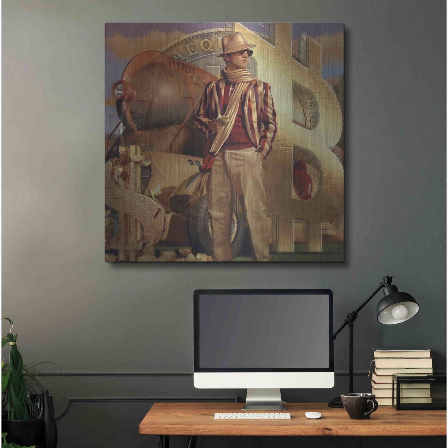 Luxe Metal Art 'Bitcoin Deco Eleven' by Steve Hunziker Metal Wall Art,36x36